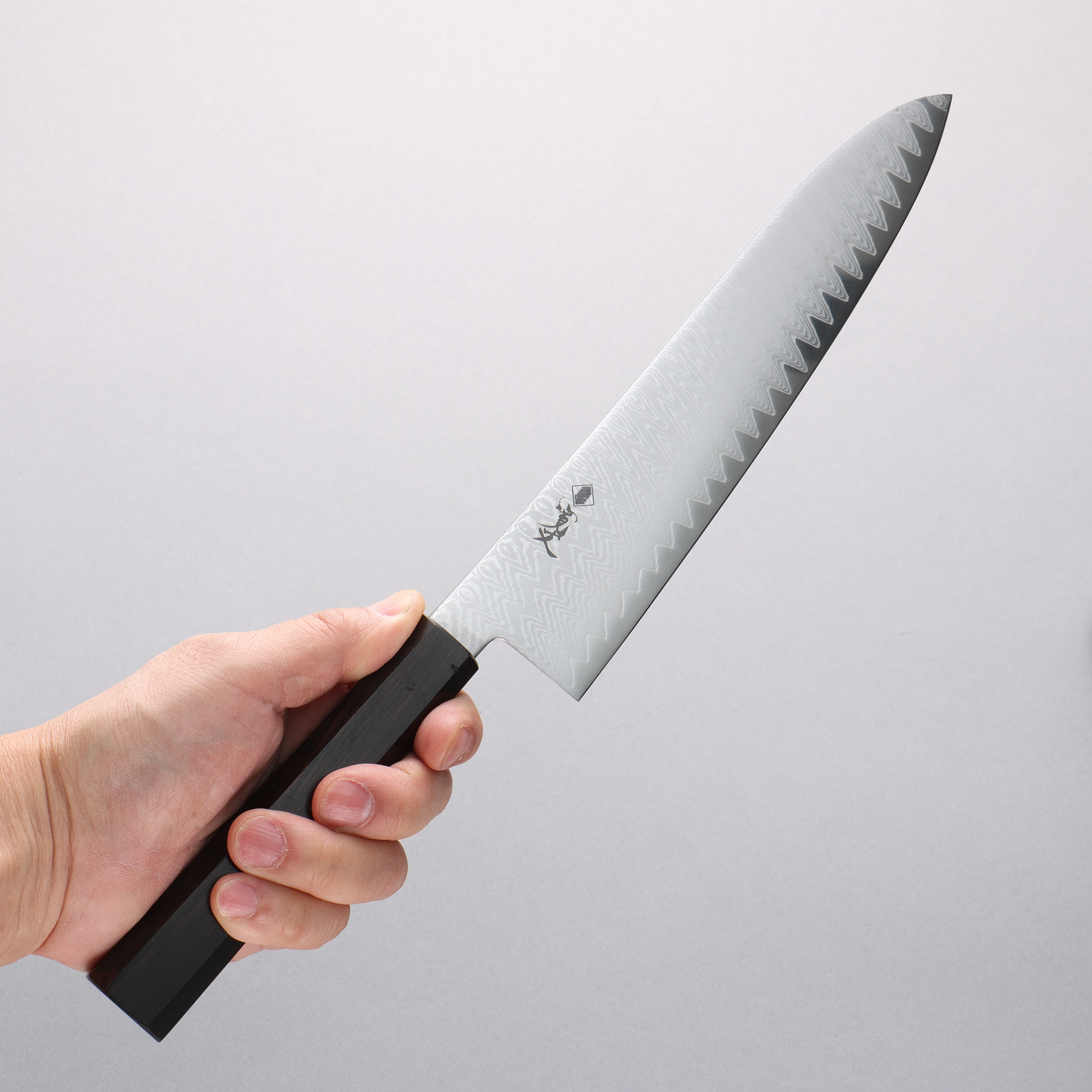 Kanjyo VG10 Damascus Gyuto 210mm Ebony Wood Handle - Japanny - Best Japanese Knife