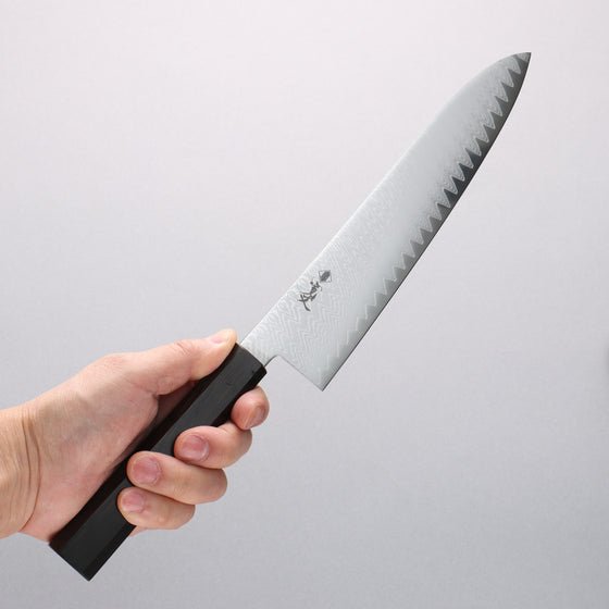 Kanjyo VG10 Damascus Gyuto 210mm Ebony Wood Handle - Japanny - Best Japanese Knife