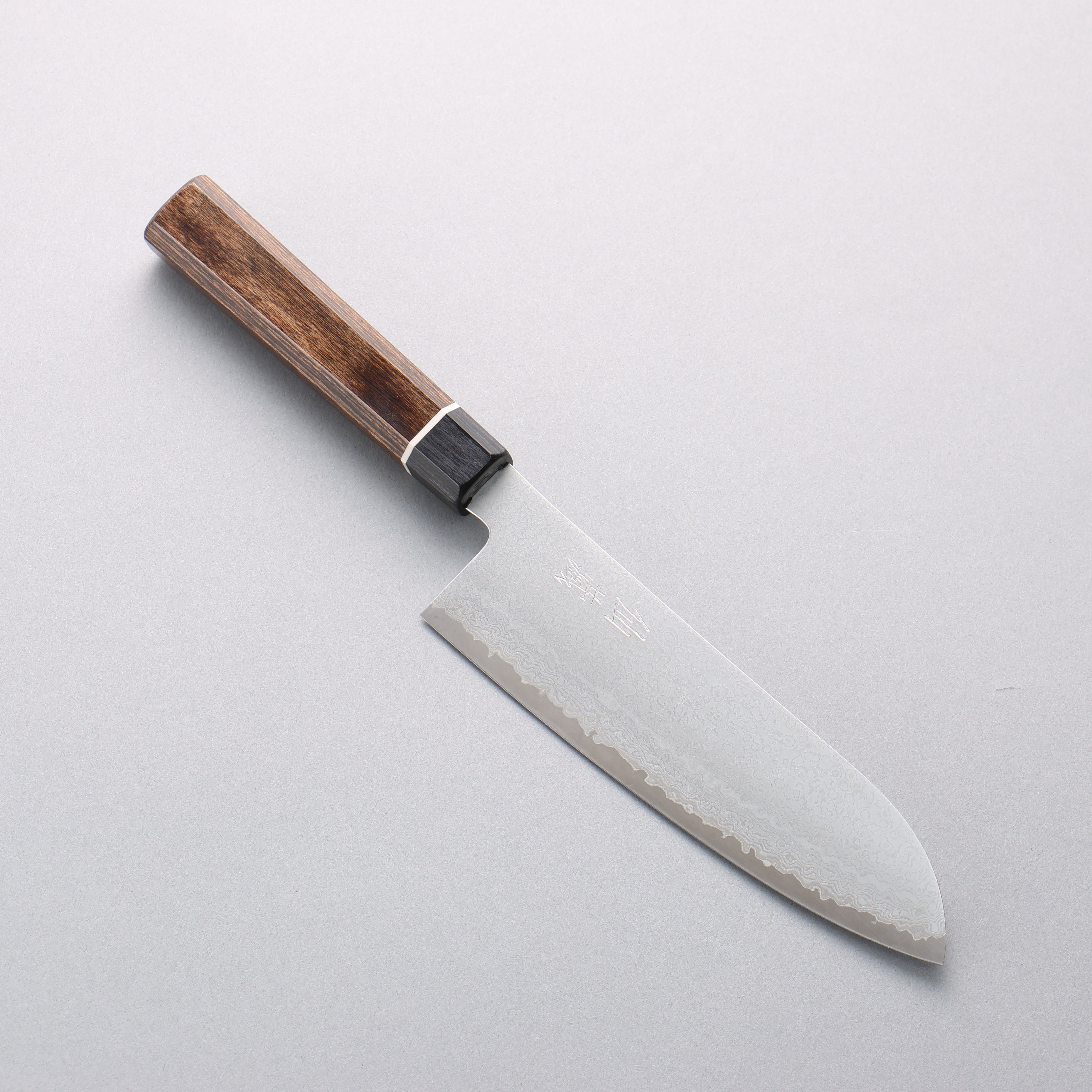 Suncraft Senzo VG10 33 Layer Damascus Black Santoku 167mm Brown Pakka wood Handle - Japanny - Best Japanese Knife