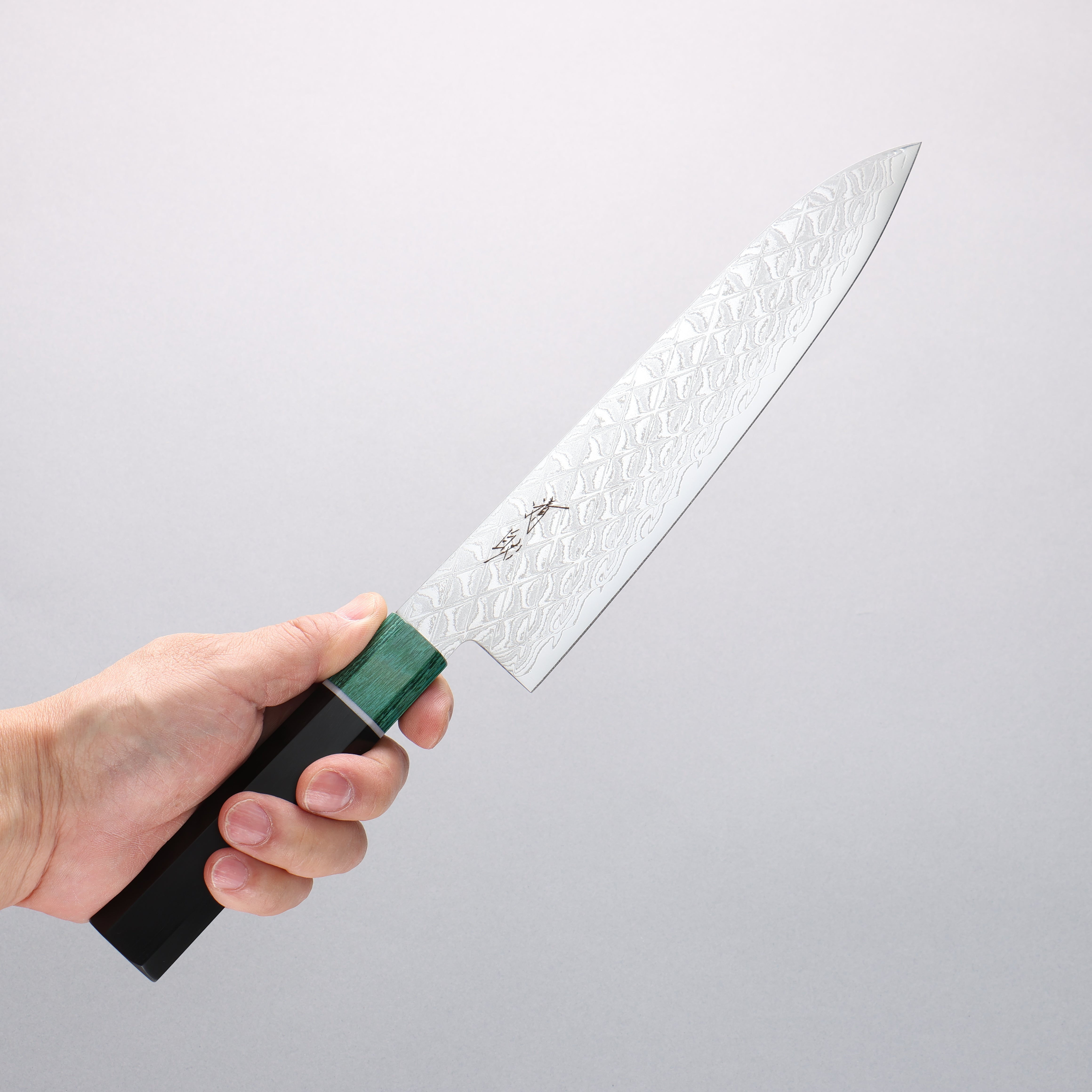 Seisuke AUS10 Mirror Crossed Gyuto 210mm Black Pakka wood(ferrule: Green Pakka wood) Handle - Japanny - Best Japanese Knife