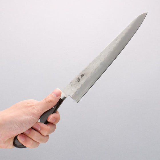 Seisuke Silver Steel No.3 Nashiji Sujihiki 240mm Brown Pakka wood Handle - Japanny - Best Japanese Knife