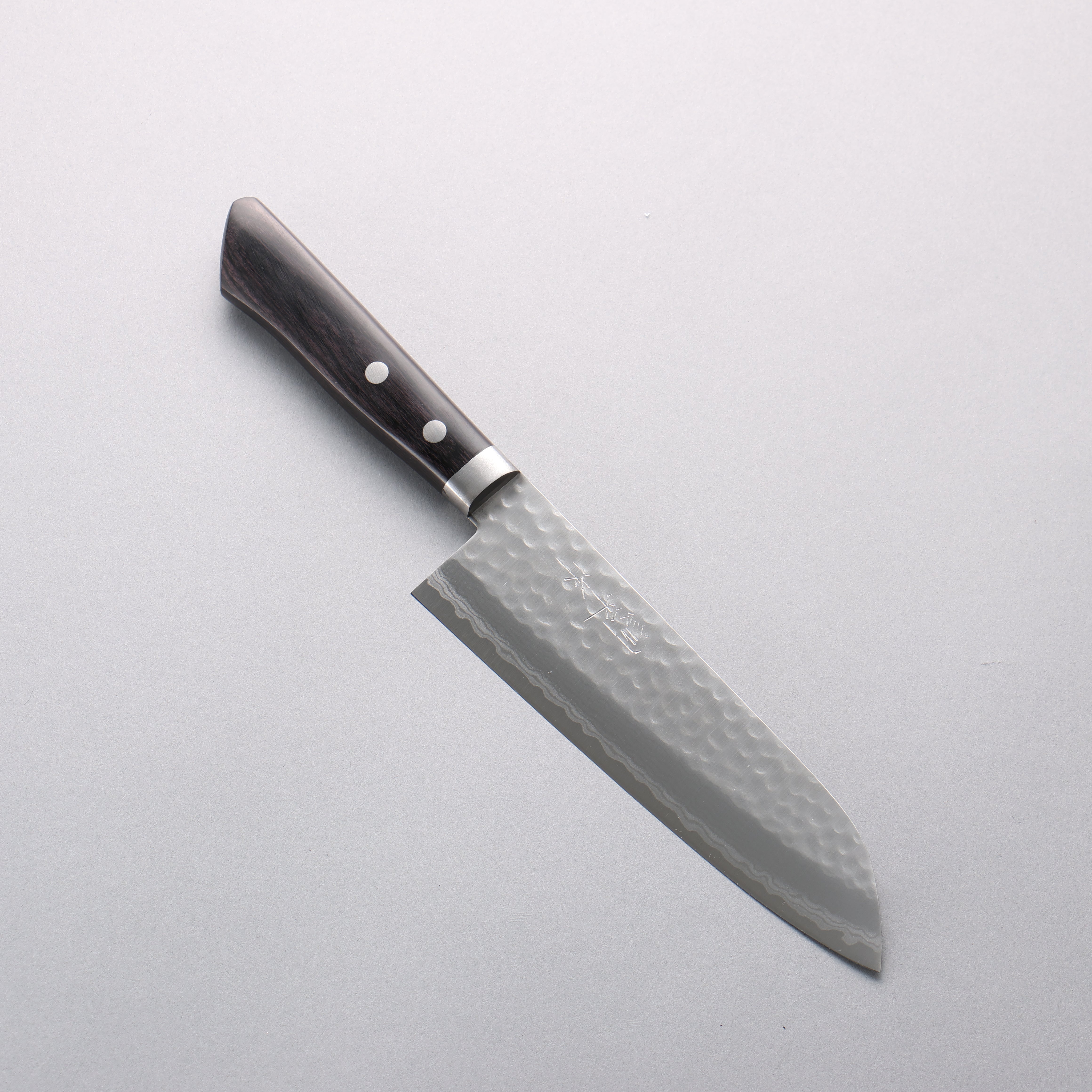 Kunihira Kokuryu VG10 Hammered Damascus Santoku 170mm Black Pakka wood Handle - Japanny - Best Japanese Knife