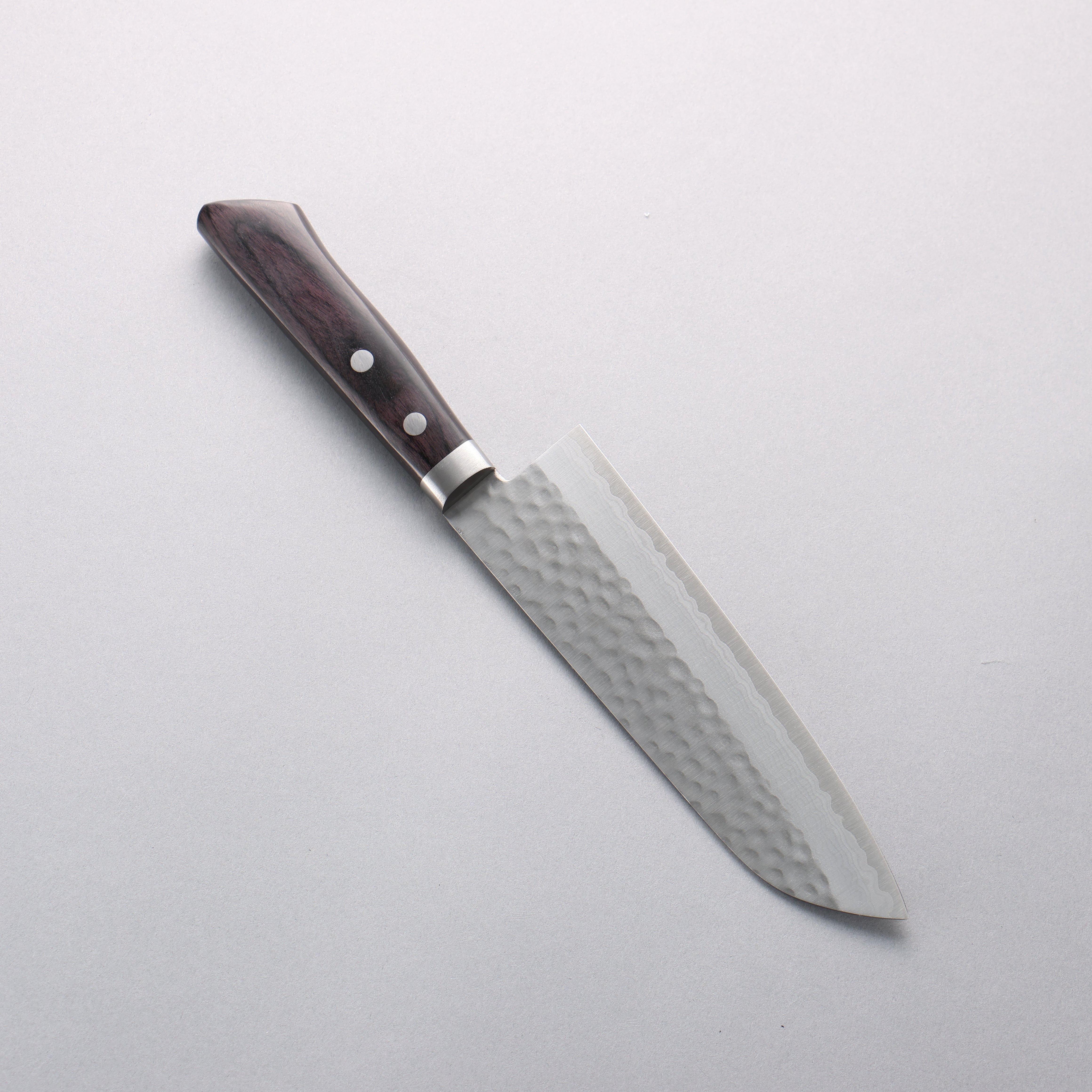 Kunihira Kokuryu VG10 Hammered Damascus Santoku 170mm Black Pakka wood Handle - Japanny - Best Japanese Knife