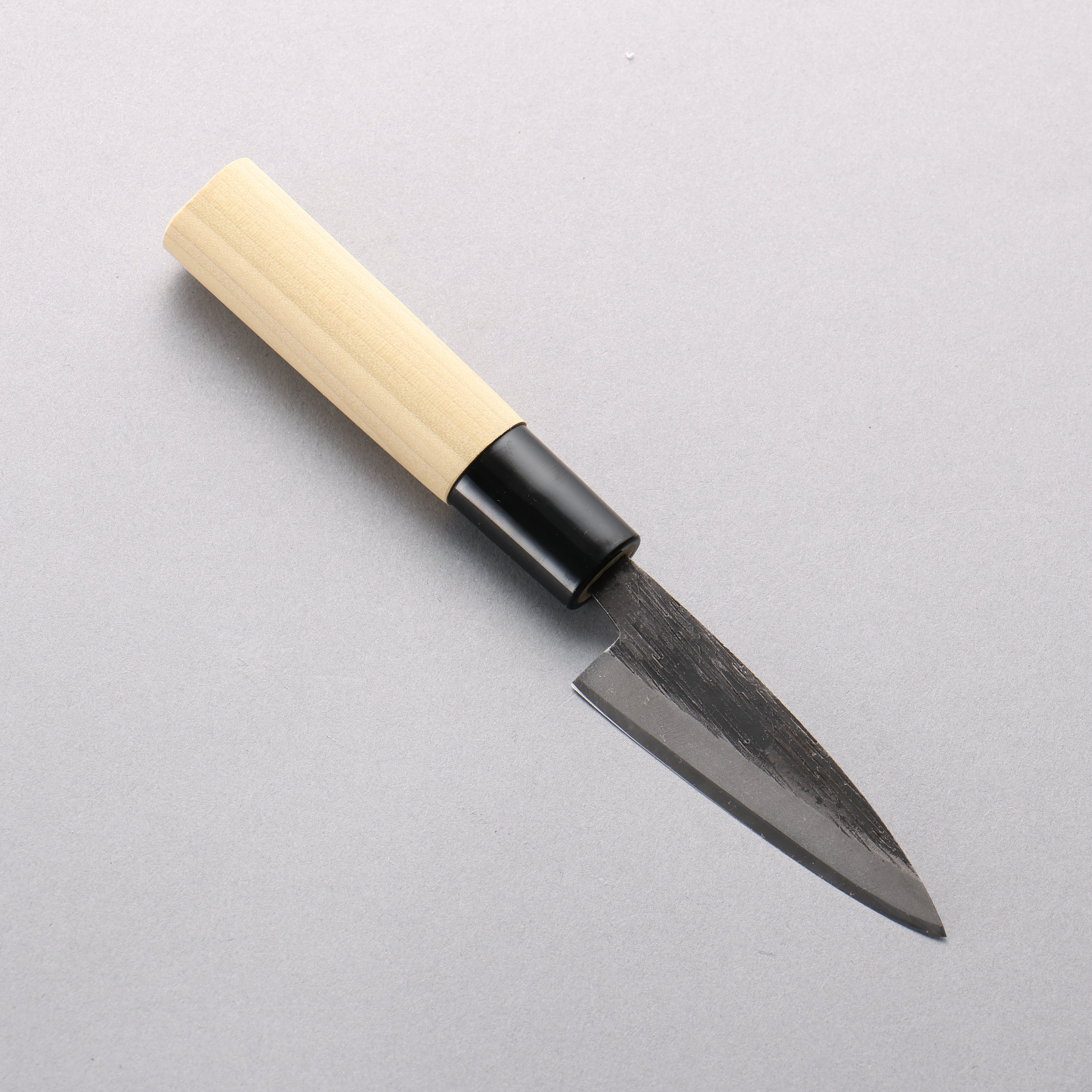 Sakai Takayuki Blue Steel No.2 Black Finished Vertical Stripes Ajikiri 75mm Magnolia (Ferrule: Black Plastic) Handle - Japanny - Best Japanese Knife