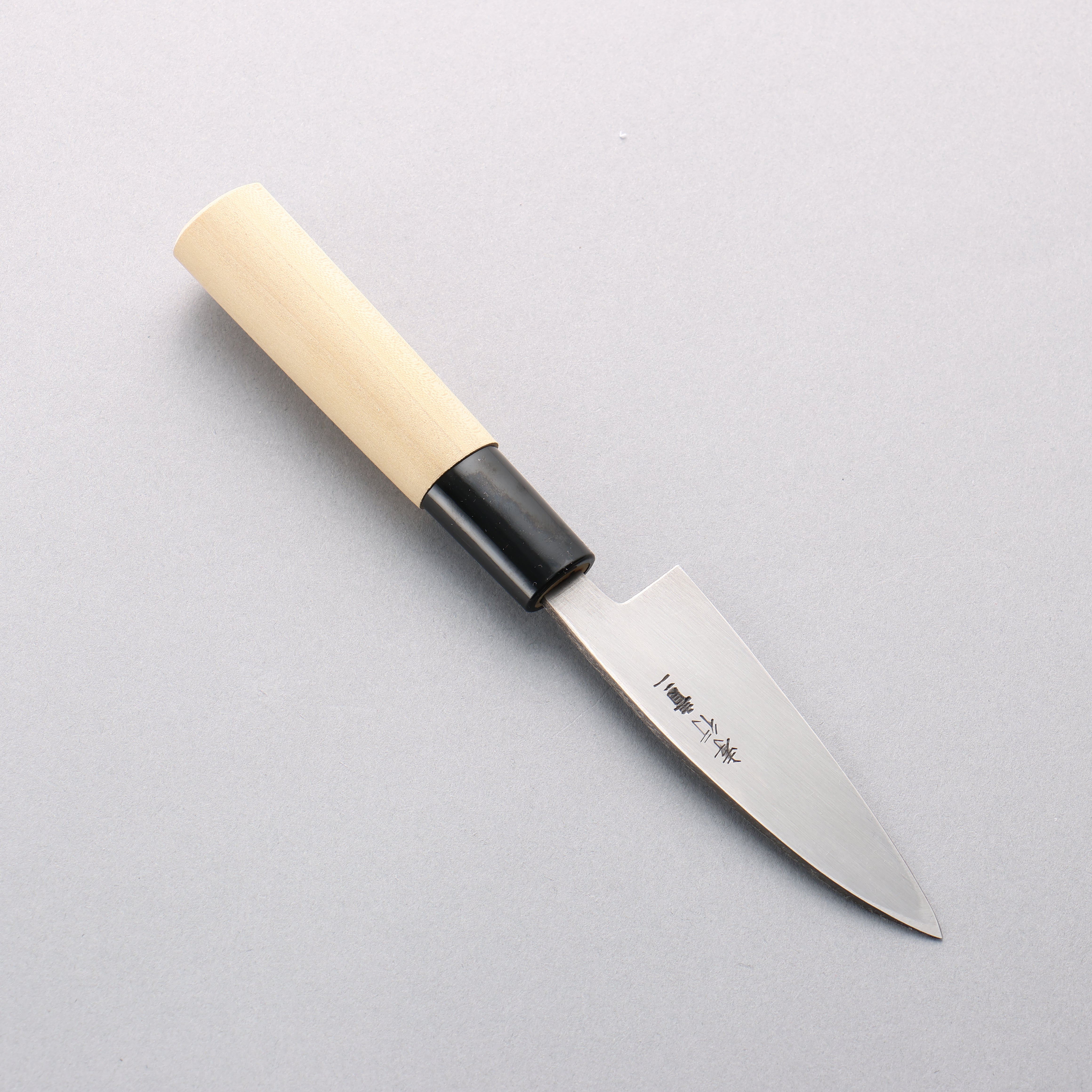 Sakai Takayuki Blue Steel No.2 Black Finished Vertical Stripes Ajikiri 90mm Magnolia (Ferrule: Black Plastic) Handle - Japanny - Best Japanese Knife