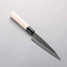  Sakai Takayuki Blue Steel No.2 Black Finished Vertical Stripes Multi Purpose 135mm Magnolia (Ferrule: Black Plastic) Handle - Japanny - Best Japanese Knife