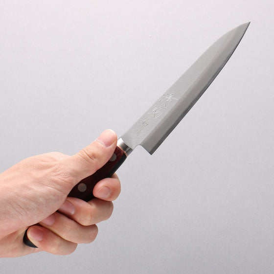 Seisuke Blue Super Migaki Finished Petty-Utility 145mm Red and Black Pakka wood Handle - Japanny - Best Japanese Knife