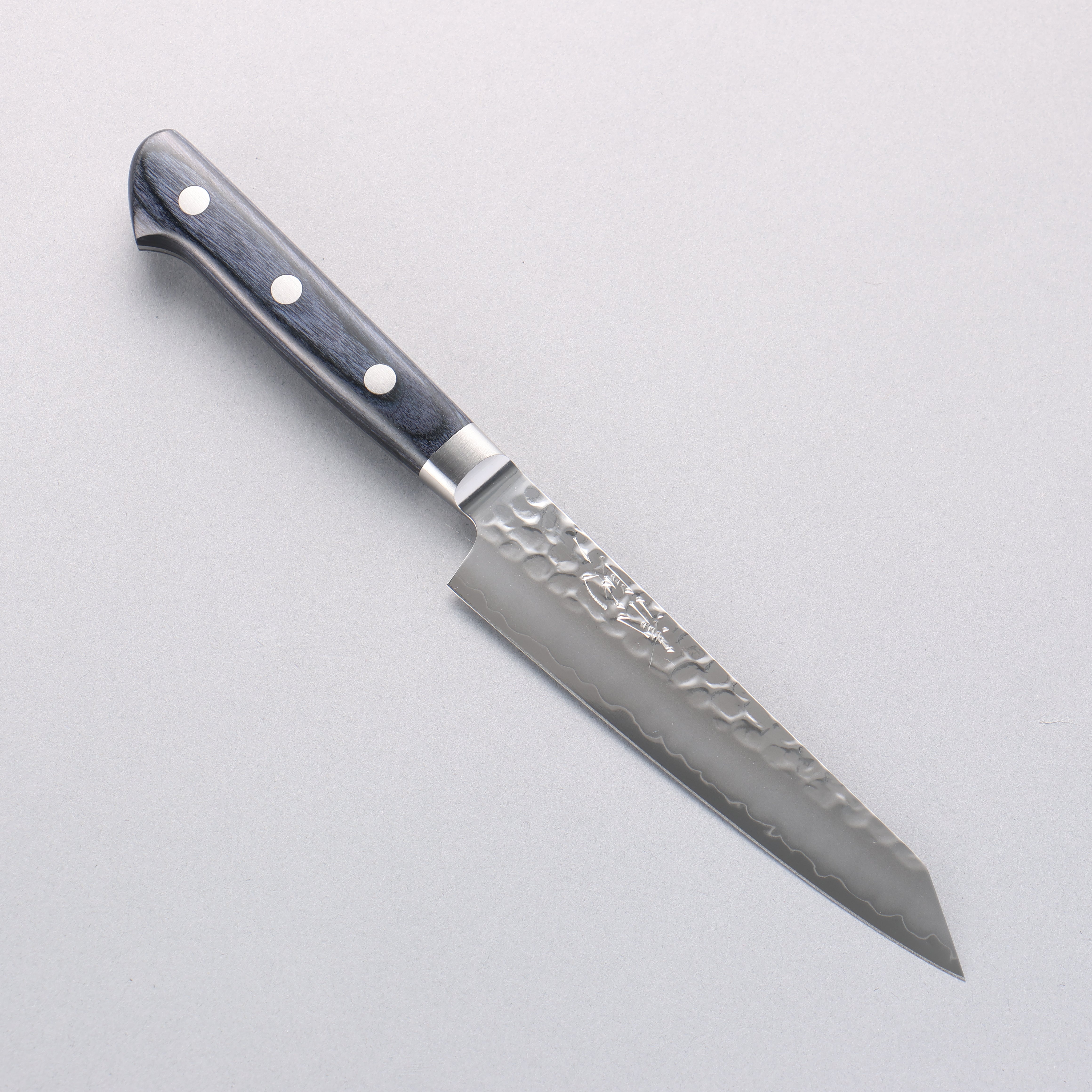 Seisuke Aotsuchi AUS10 Hammered Kiritsuke Petty-Utility 145mm Navy blue Pakka wood Handle with Sheath - Japanny - Best Japanese Knife