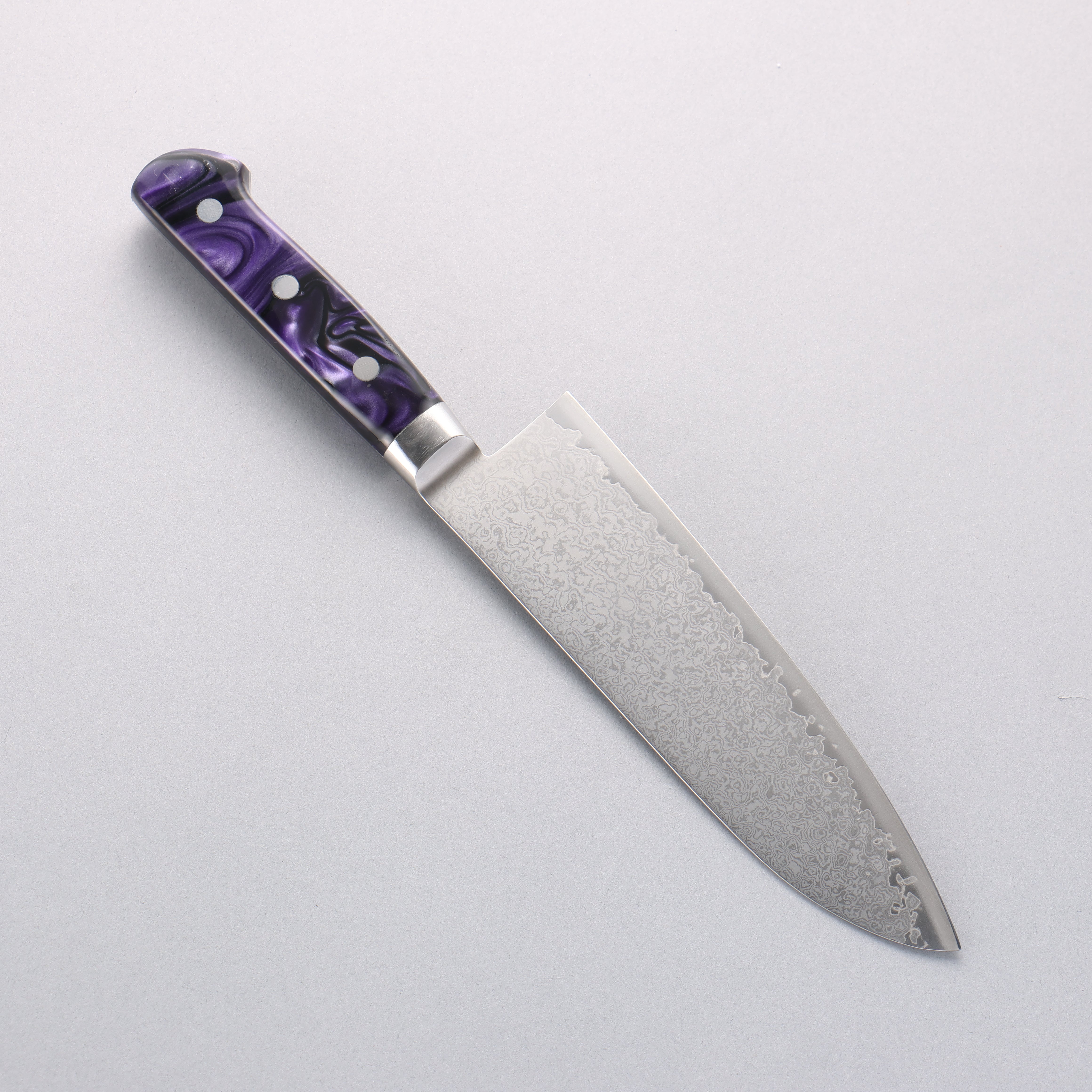 Seisuke VG5 Damascus Santoku 175mm Purple Marbled Resin Handle - Japanny - Best Japanese Knife