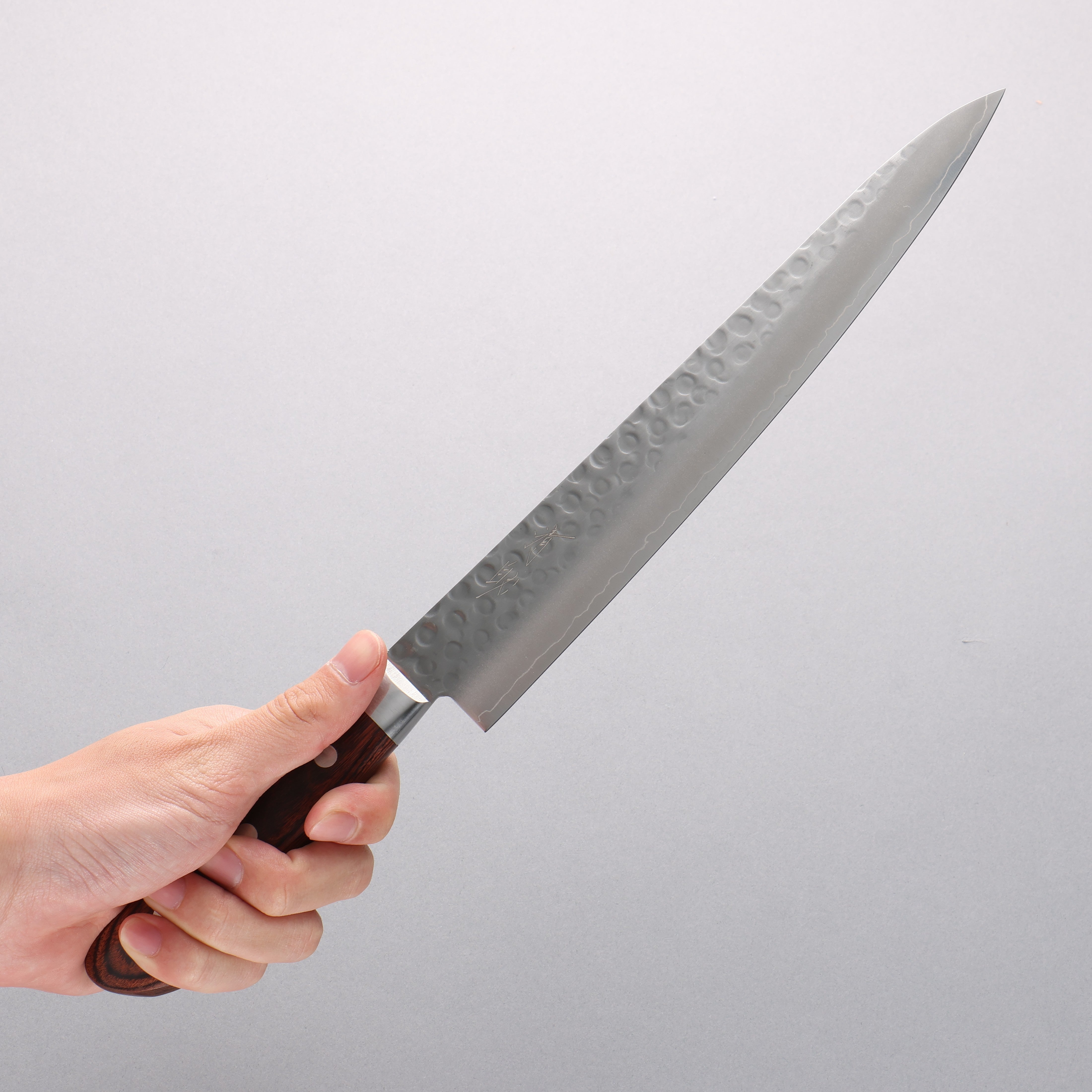 Seisuke Swedish Steel-stn Hammered Sujihiki 240mm Mahogany Handle - Japanny - Best Japanese Knife