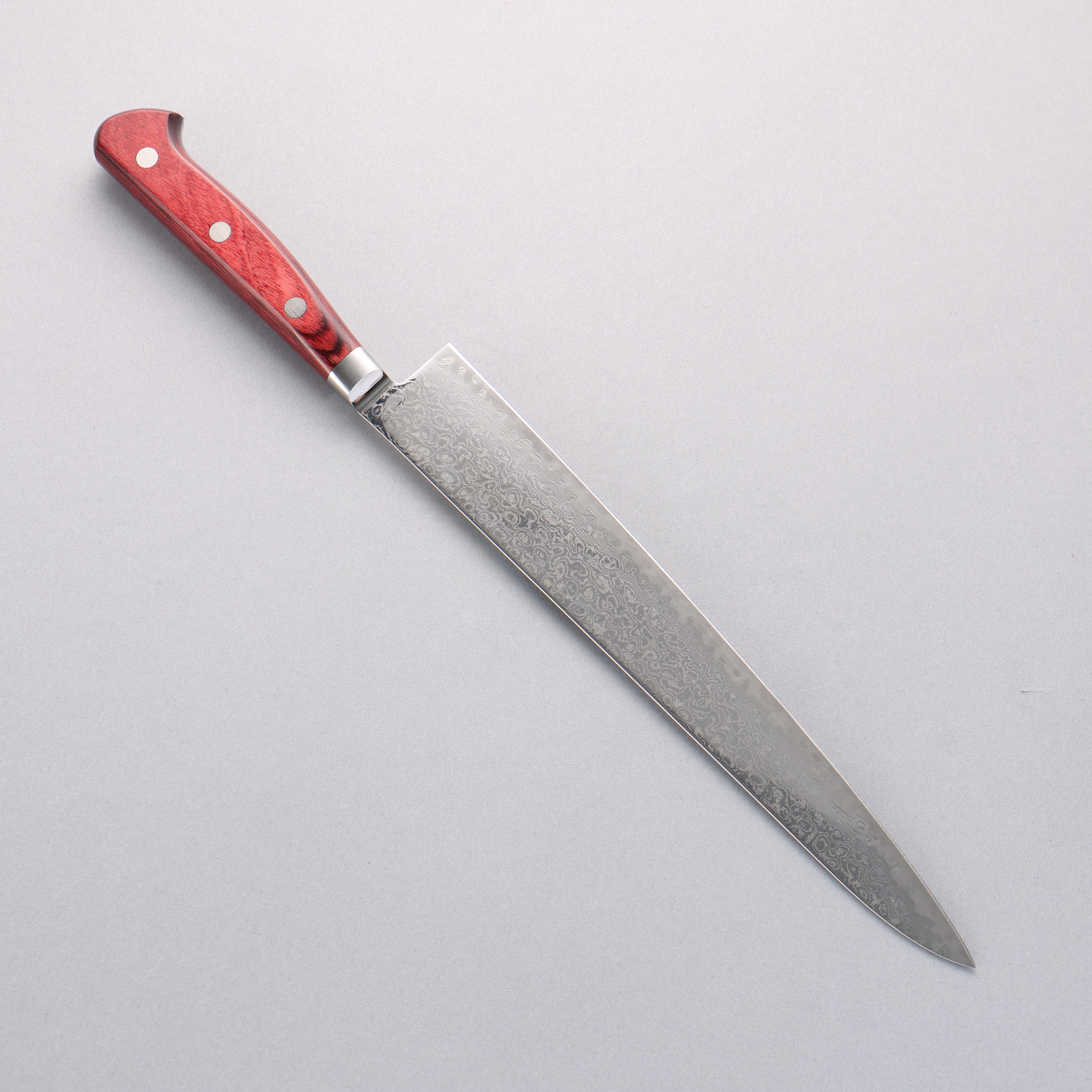 Seisuke AUS10 Damascus Sujihiki 240mm Red Pakka wood Handle - Japanny - Best Japanese Knife