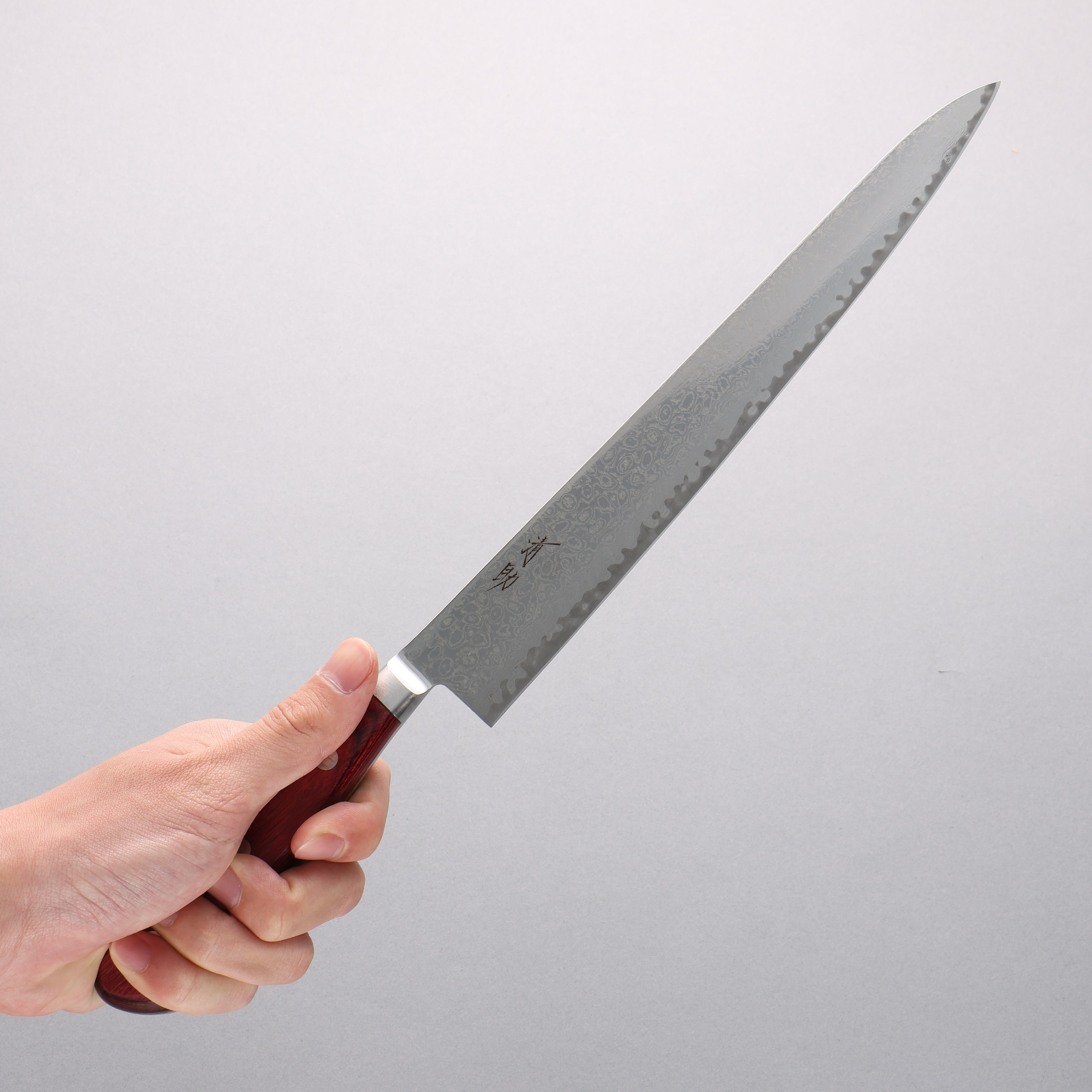 Seisuke AUS10 Damascus Sujihiki 240mm Red Pakka wood Handle - Japanny - Best Japanese Knife