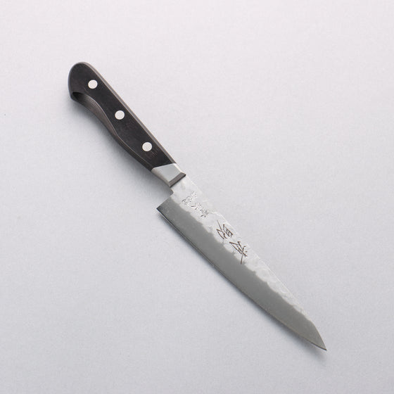 Seisuke Blue Steel No.2 Nashiji Hammered Petty-Utility 135mm Black Pakka wood Handle - Japanny - Best Japanese Knife