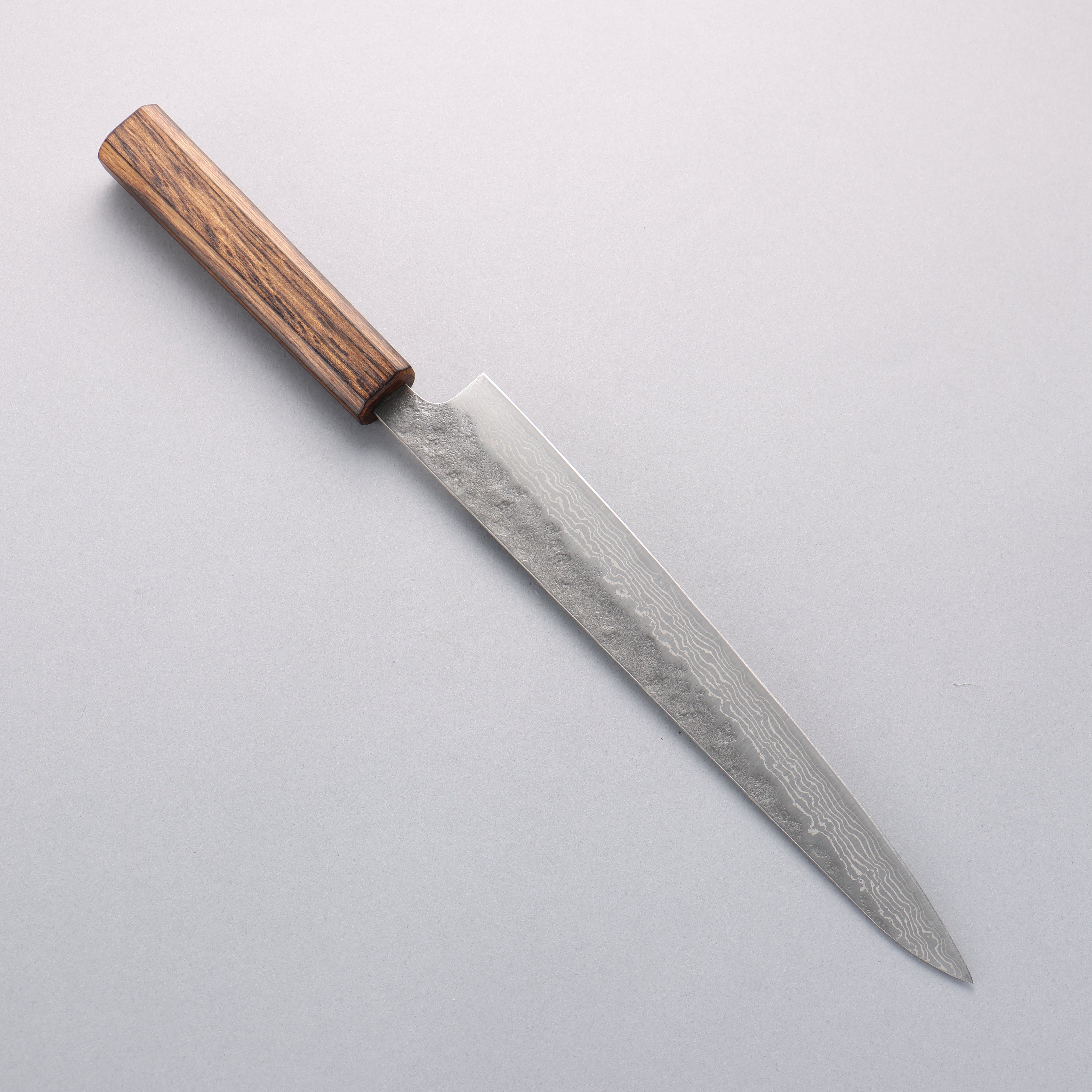 Seisuke Stainless Steel 440C Hammered Damascus Sujihiki 240mm Oak Handle - Japanny - Best Japanese Knife
