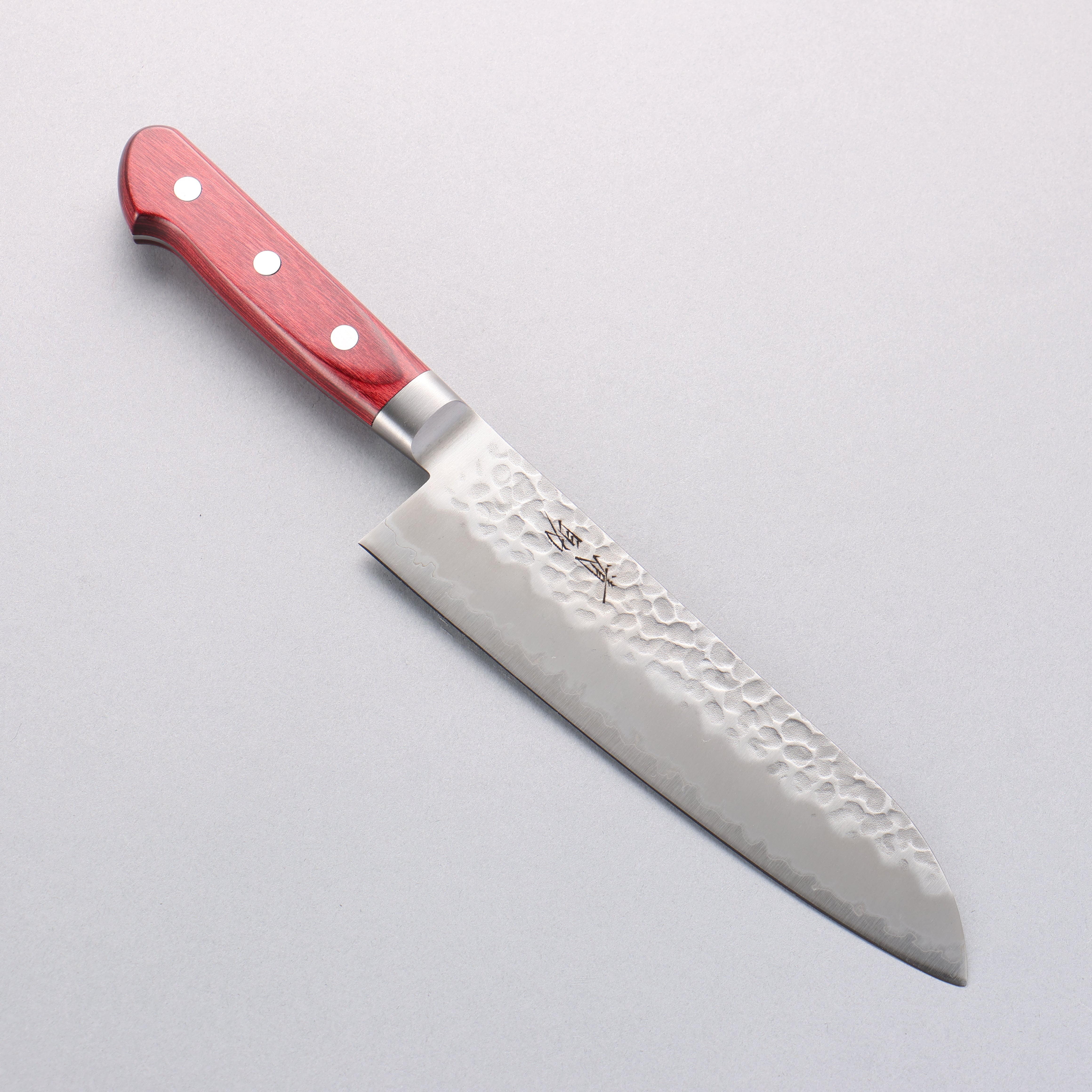 Seisuke Blue Super Hammered Gyuto 180mm Red Pakka wood Handle - Japanny - Best Japanese Knife