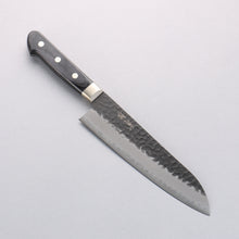  Seisuke Blue Super Hammered Black Finished Santoku 180mm Black Pakka wood Handle - Japanny - Best Japanese Knife