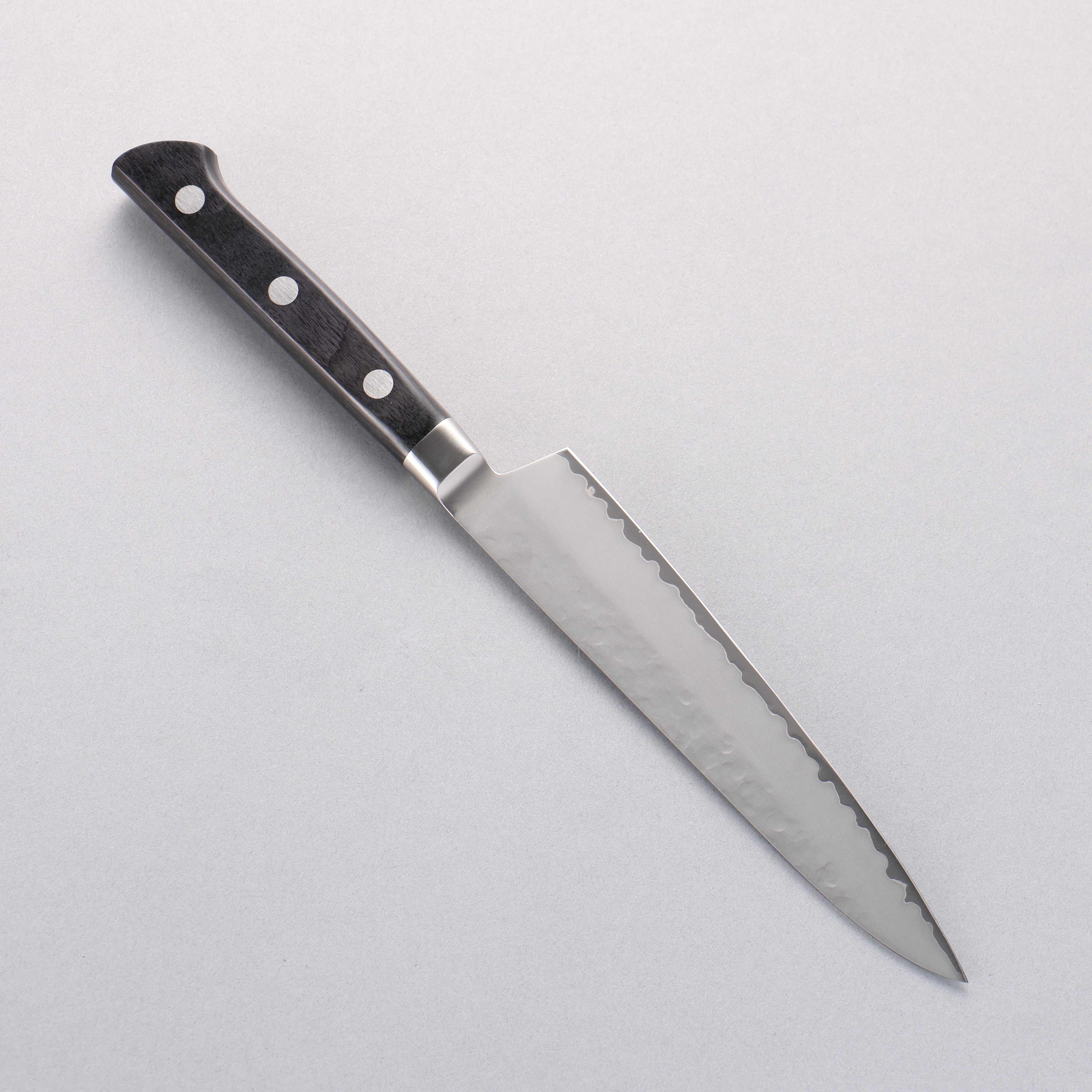 Seisuke VG5 Hammered Kasumitogi Petty-Utility 150mm Black Pakka wood Handle - Japanny - Best Japanese Knife