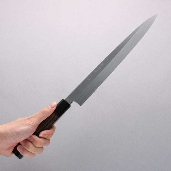 Sakai Takayuki Honyaki White Steel No.2 Yanagiba Wenge with Double Water Buffalo Ring Handle