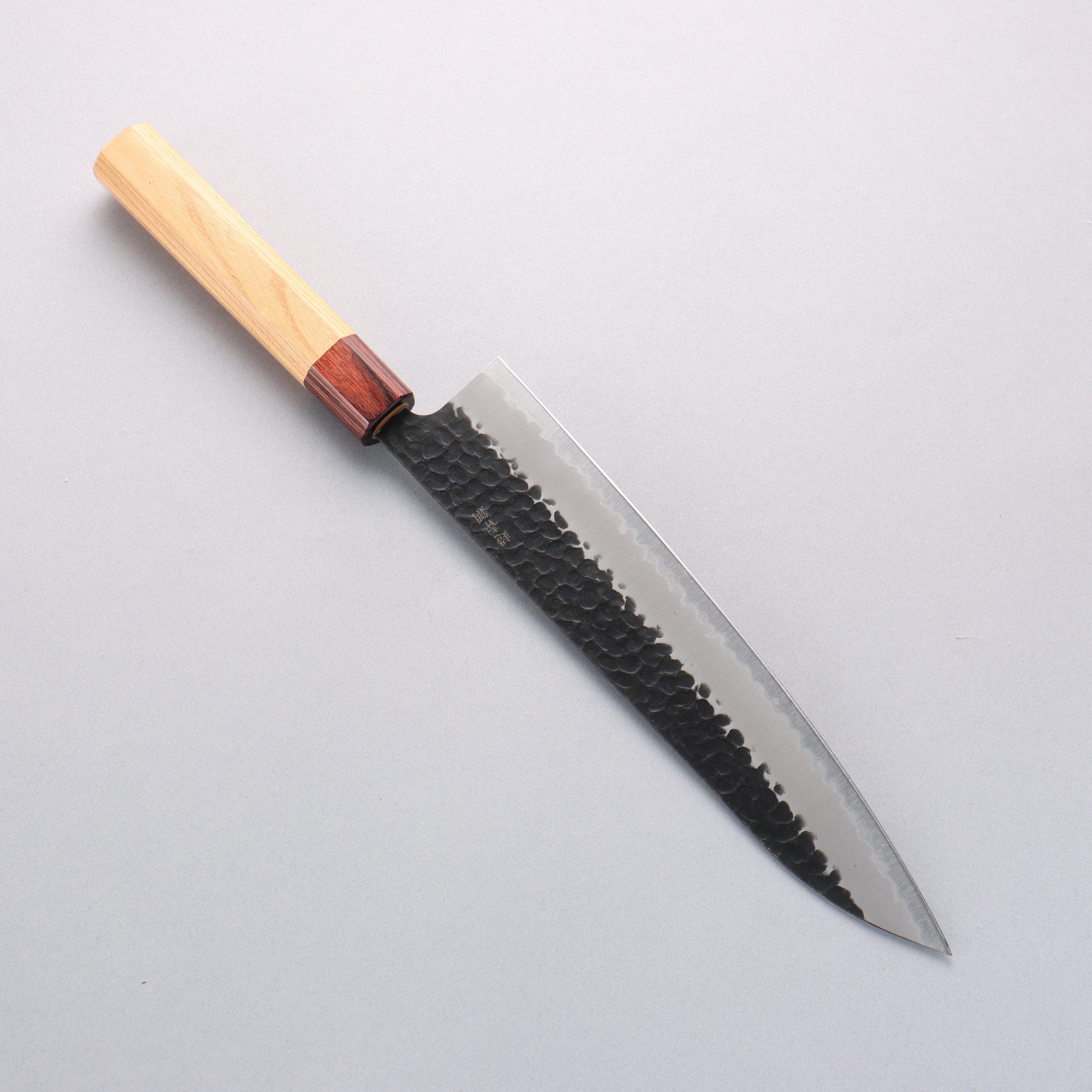 Sakai Takayuki Blue Super Hammered Black Finished Gyuto 240mm Keyaki (Japanese Elm) Handle - Japanny - Best Japanese Knife