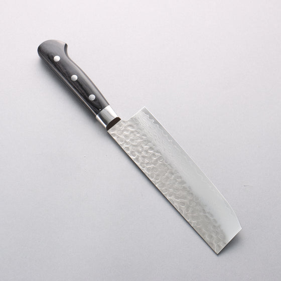 Sakai Takayuki VG10 Hammered Damascus 17 Layer Nakiri 160mm Black Pakka wood Handle - Japanny - Best Japanese Knife