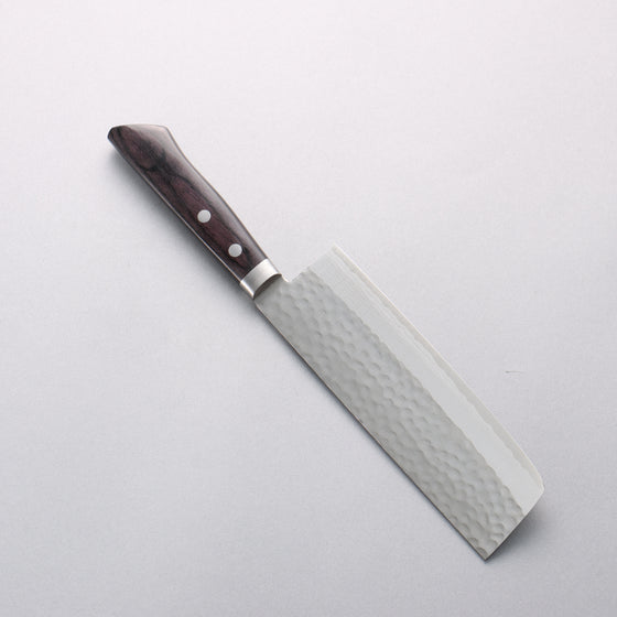 Kunihira Kokuryu VG10 Damascus Nakiri 165mm Black Pakka wood Handle - Japanny - Best Japanese Knife
