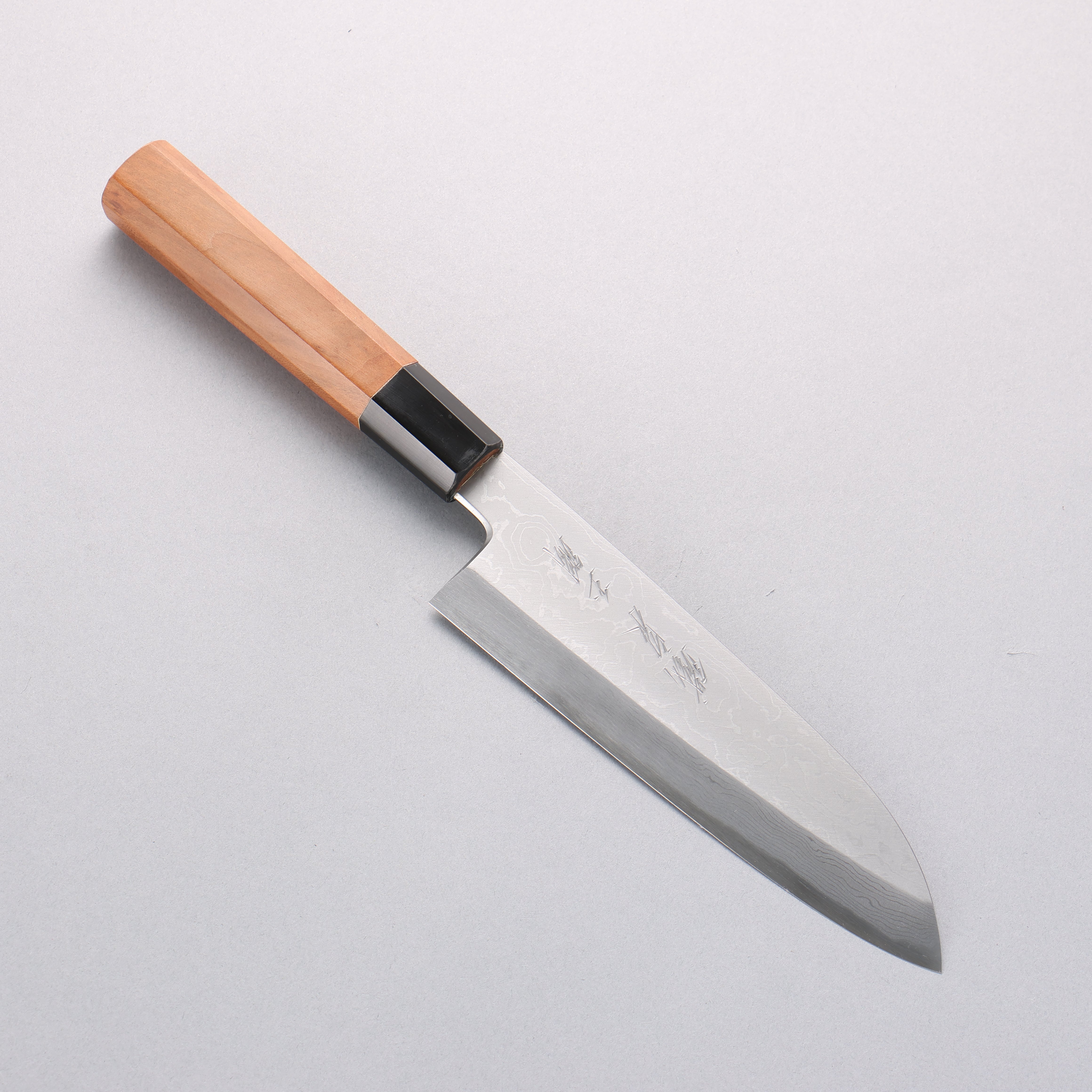Tessen by Yamatsuka Tamahagane Damascus Santoku 165mm Wild Cherry Handle - Japanny - Best Japanese Knife