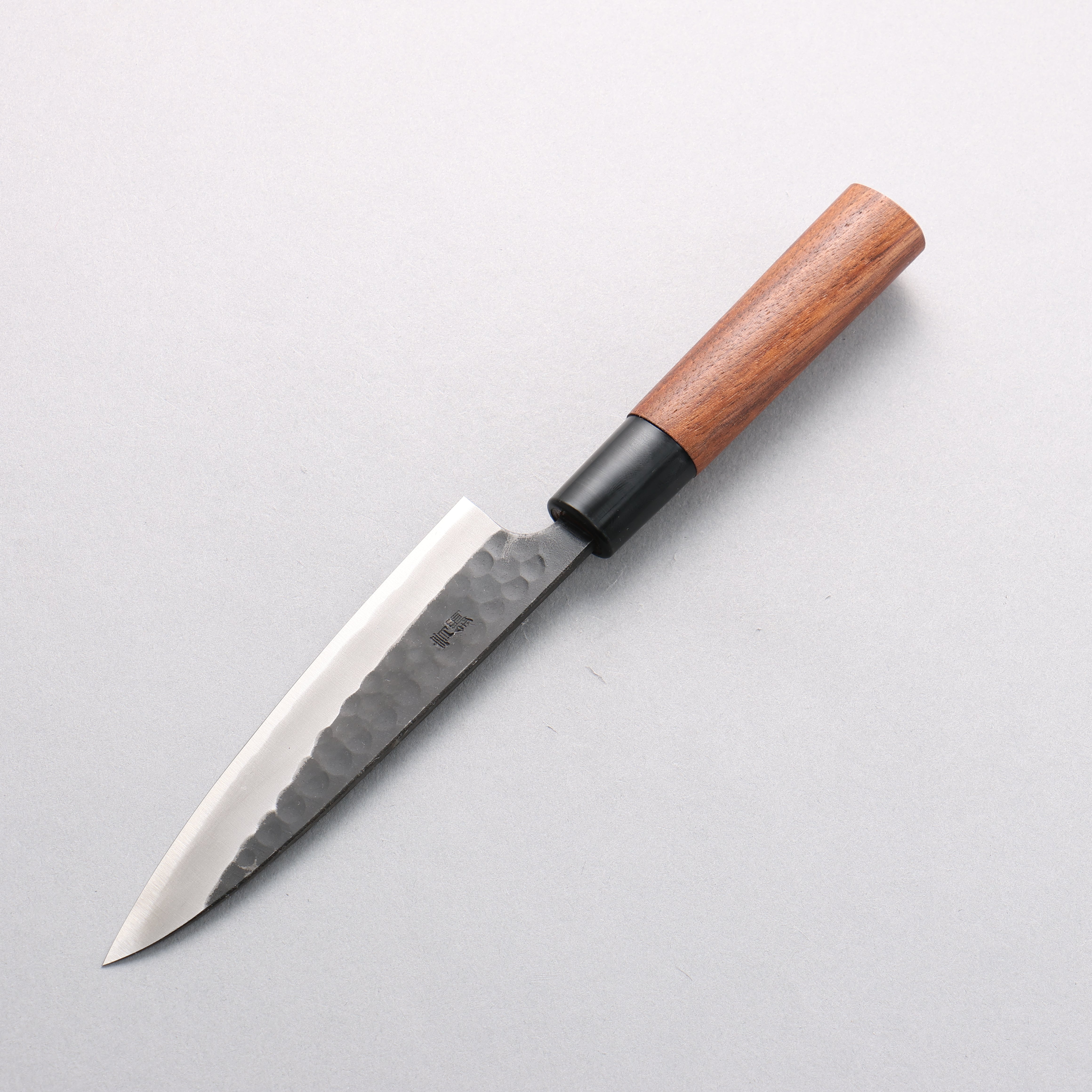 Nao Yamamoto Yasuki Blue Steel Kurouchi Hammered Petty-Utility 135mm Walnut Handle - Japanny - Best Japanese Knife