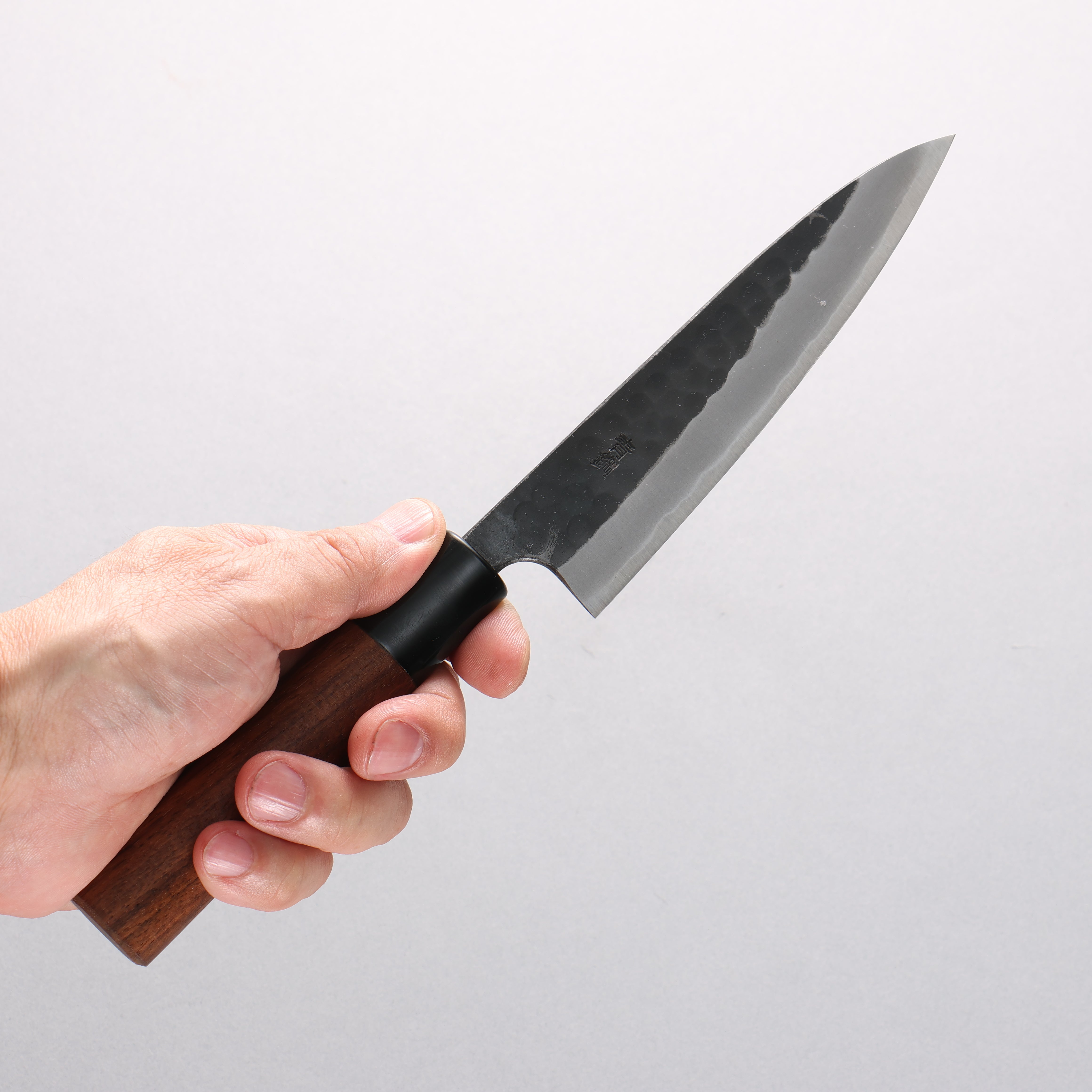 Nao Yamamoto Yasuki Blue Steel Kurouchi Hammered Petty-Utility 135mm Walnut Handle - Japanny - Best Japanese Knife