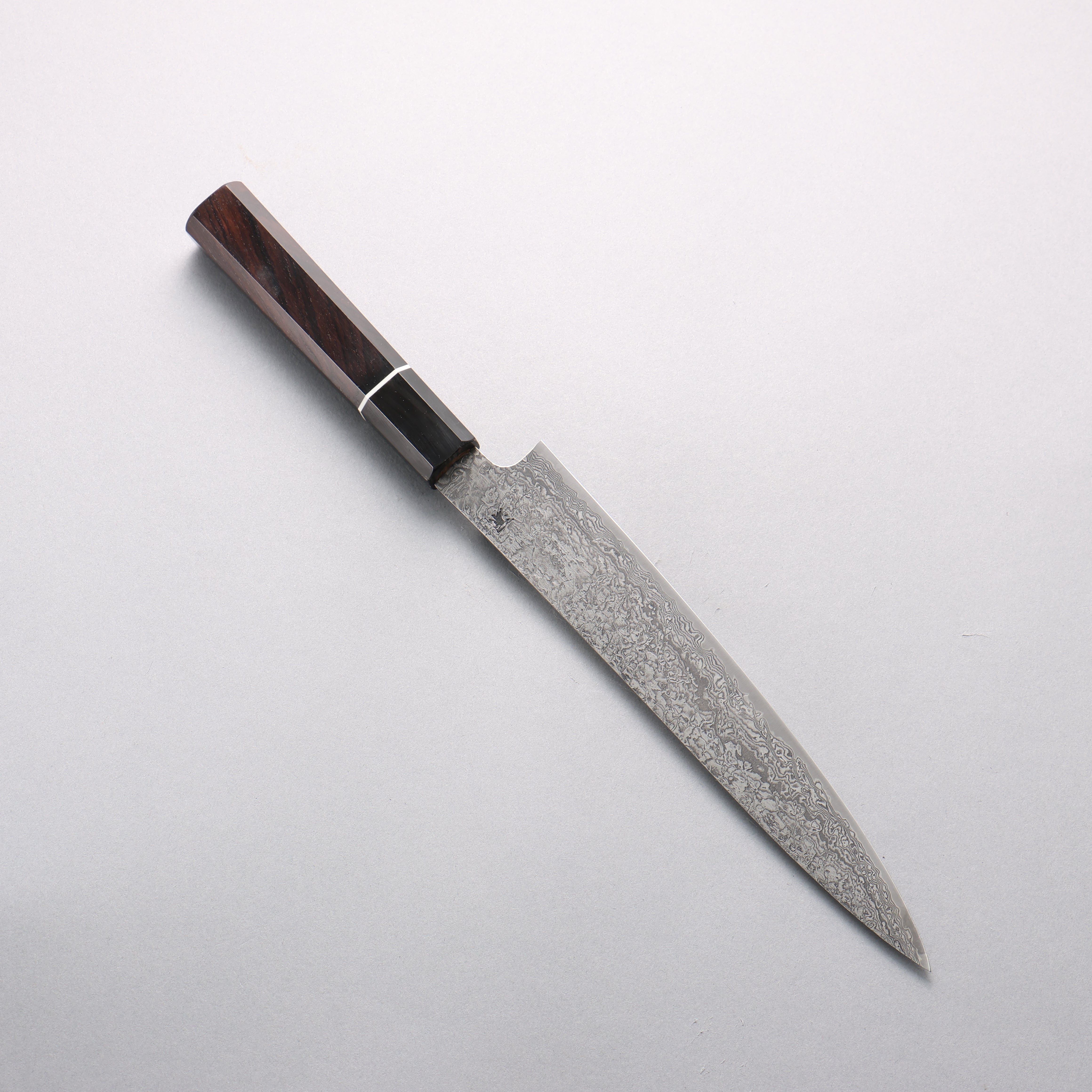 Shigeki Tanaka Habakiri SG2 Damascus Slicer 210mm Ebony Wood Handle - Japanny - Best Japanese Knife