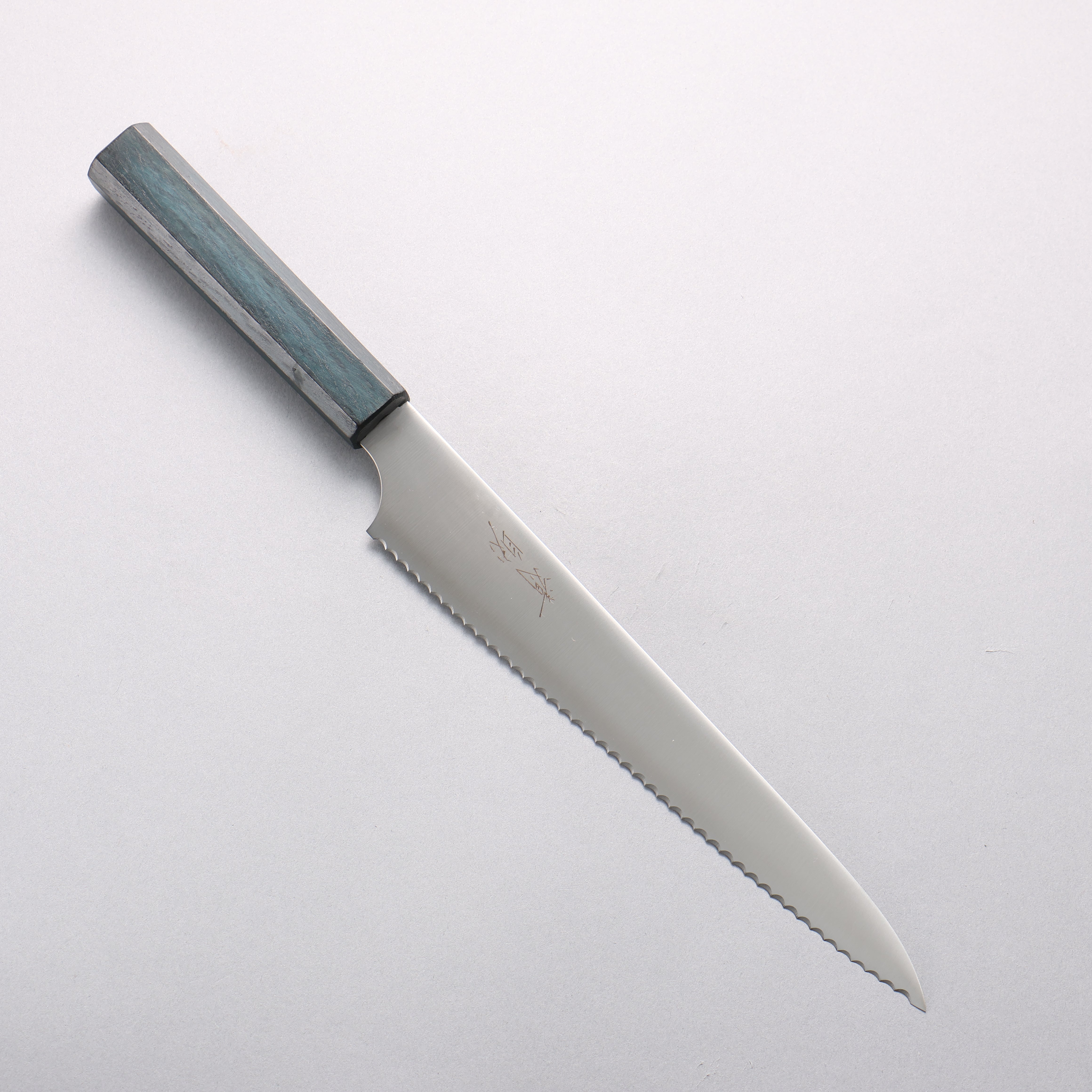 Seisuke Stainless Steel Bread Slicer 240mm Oak (Indigo Dyed) Handle - Japanny - Best Japanese Knife