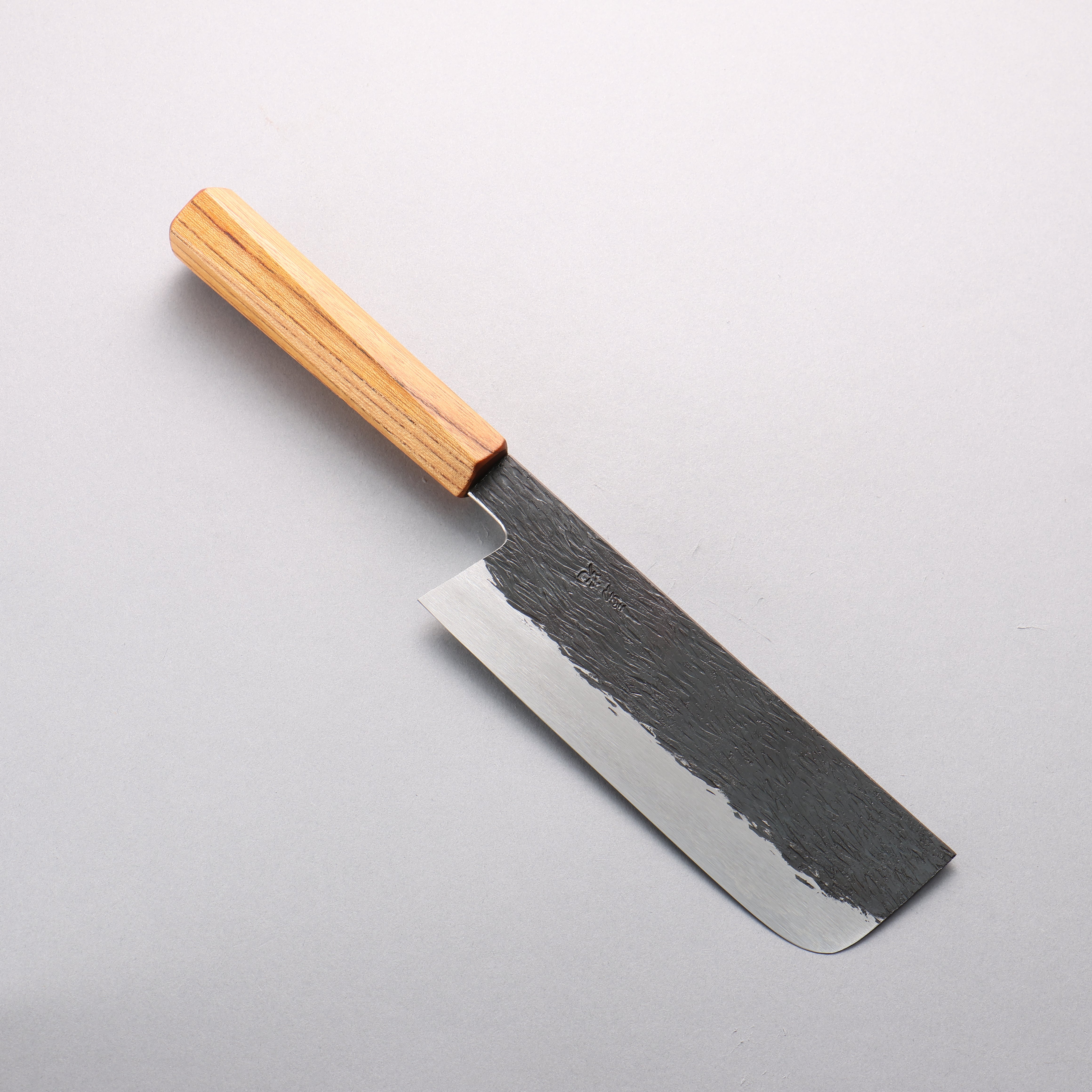 Isamitsu Abe White Steel No.1 Hammered Nakiri 165mm Japanese Elm (pentagonal) Handle - Japanny - Best Japanese Knife
