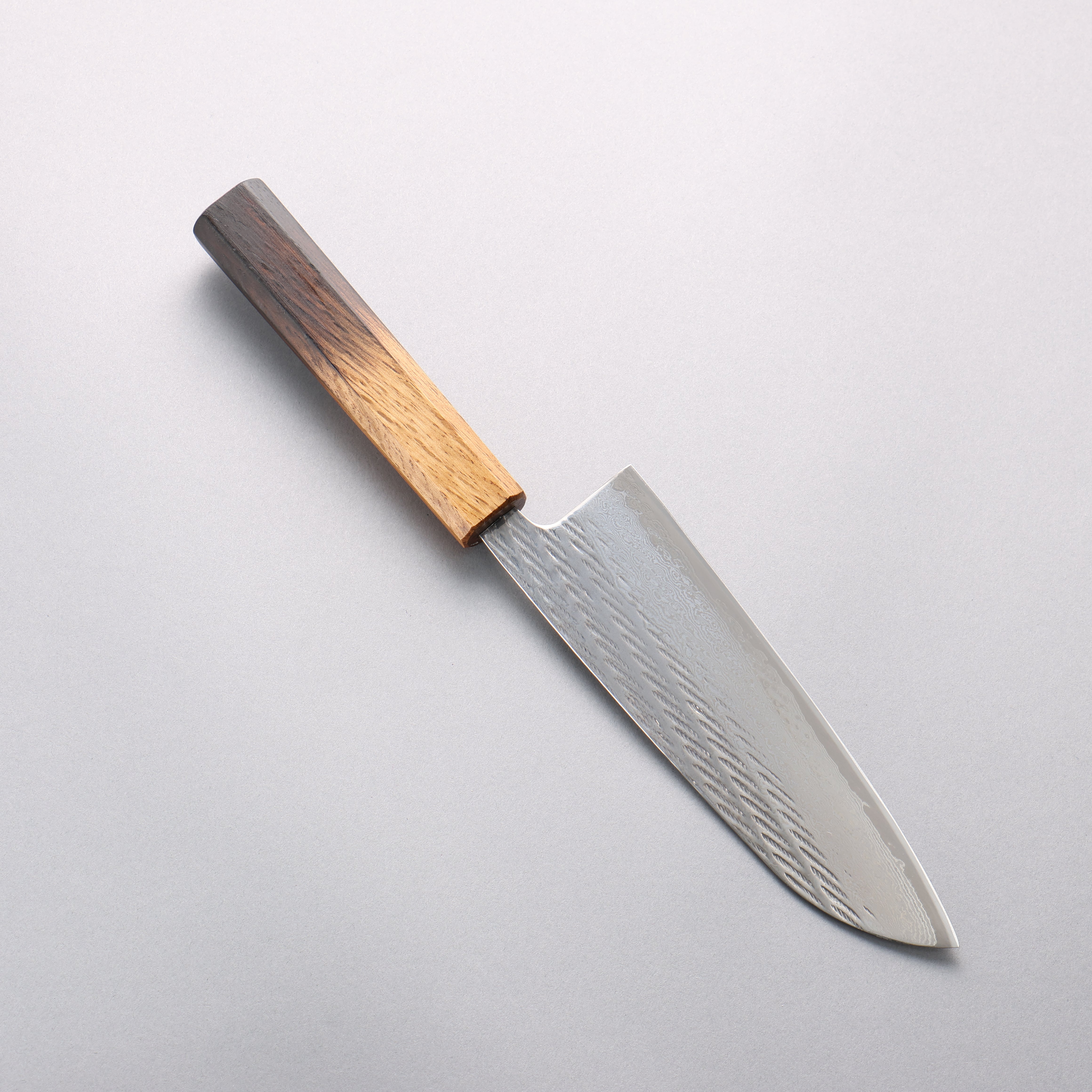 Seisuke AUS10 Hammered Damascus Rope Pattern Santoku 170mm Burnt Oak Handle - Japanny - Best Japanese Knife