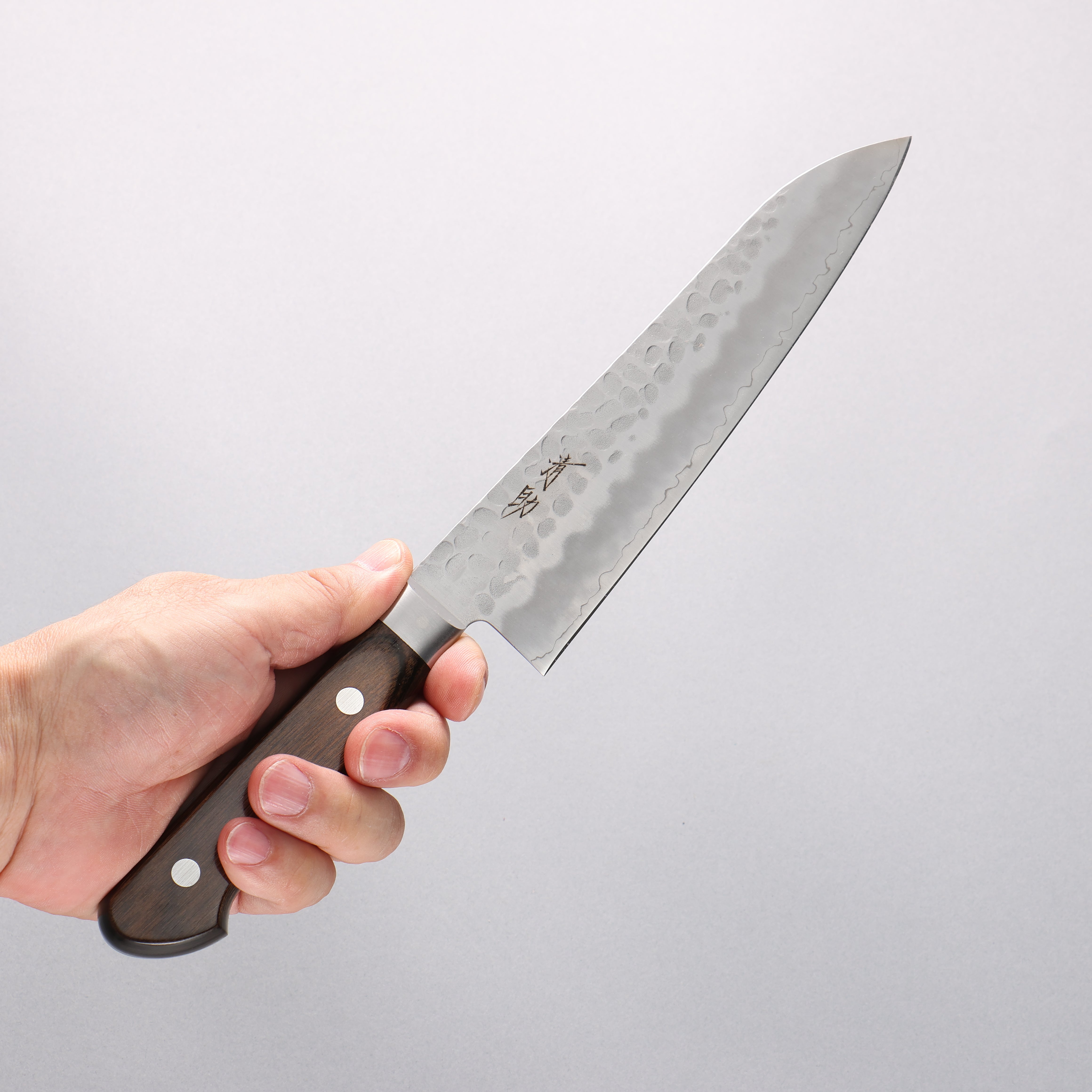 Seisuke AUS8 Hammered Gyuto 180mm Brown Pakka wood Handle - Japanny - Best Japanese Knife