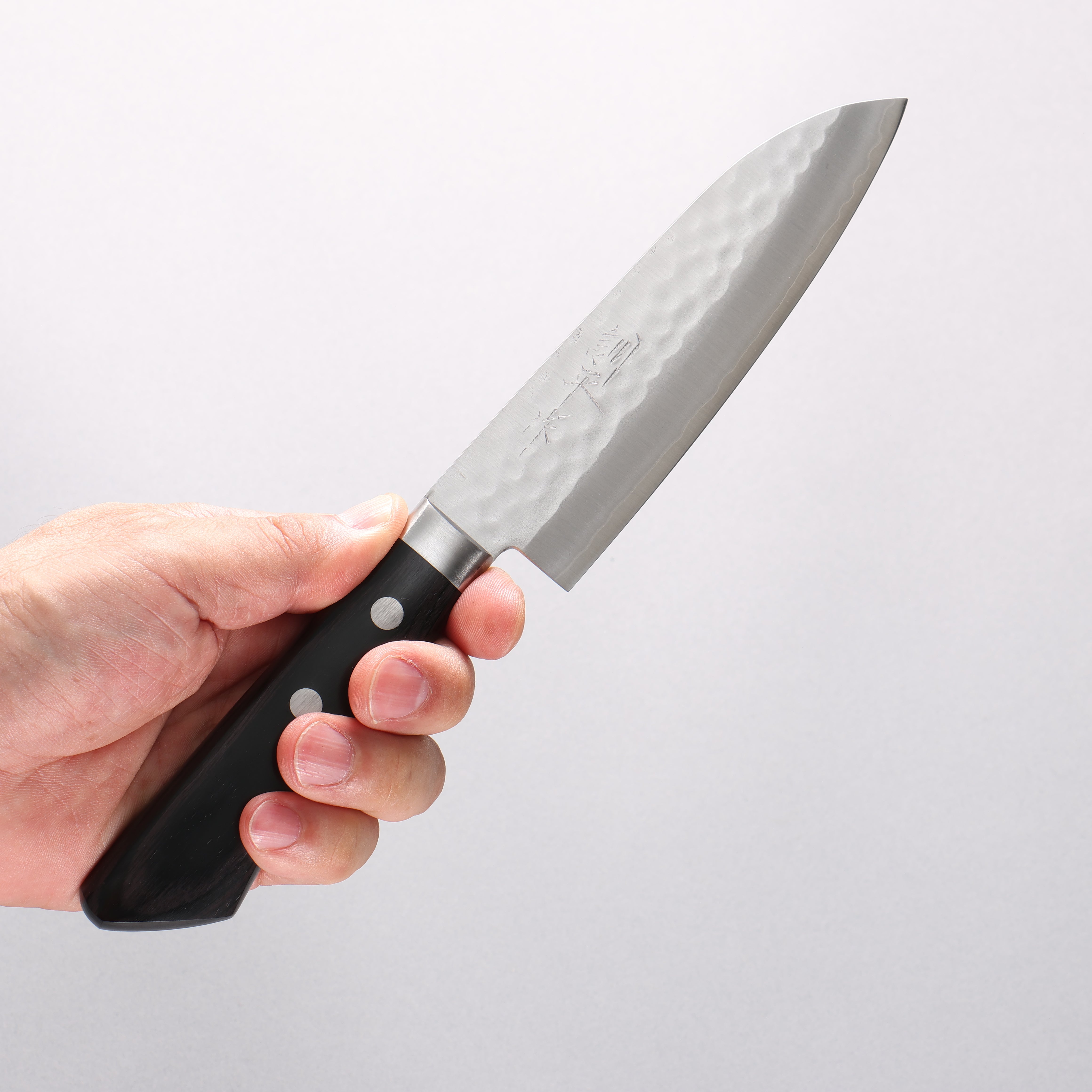 Kunihira VG1 Hammered Small Santoku 130mm Black Pakka wood Handle - Japanny - Best Japanese Knife