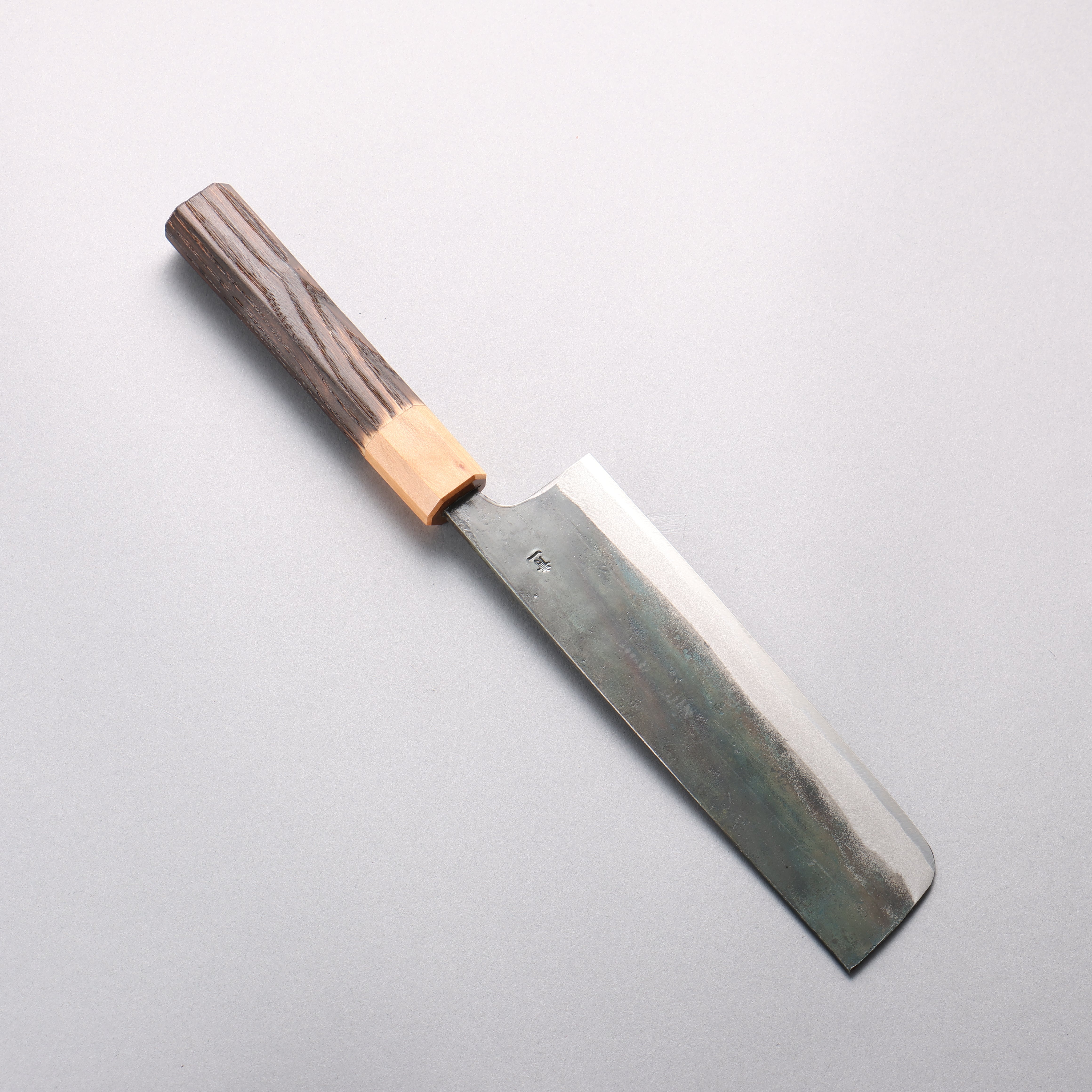 Seisuke Blue Steel No.1 Black Finished Nakiri 165mm Burnt Chestnut (ferrule: Cherry Wood) Handle - Japanny - Best Japanese Knife