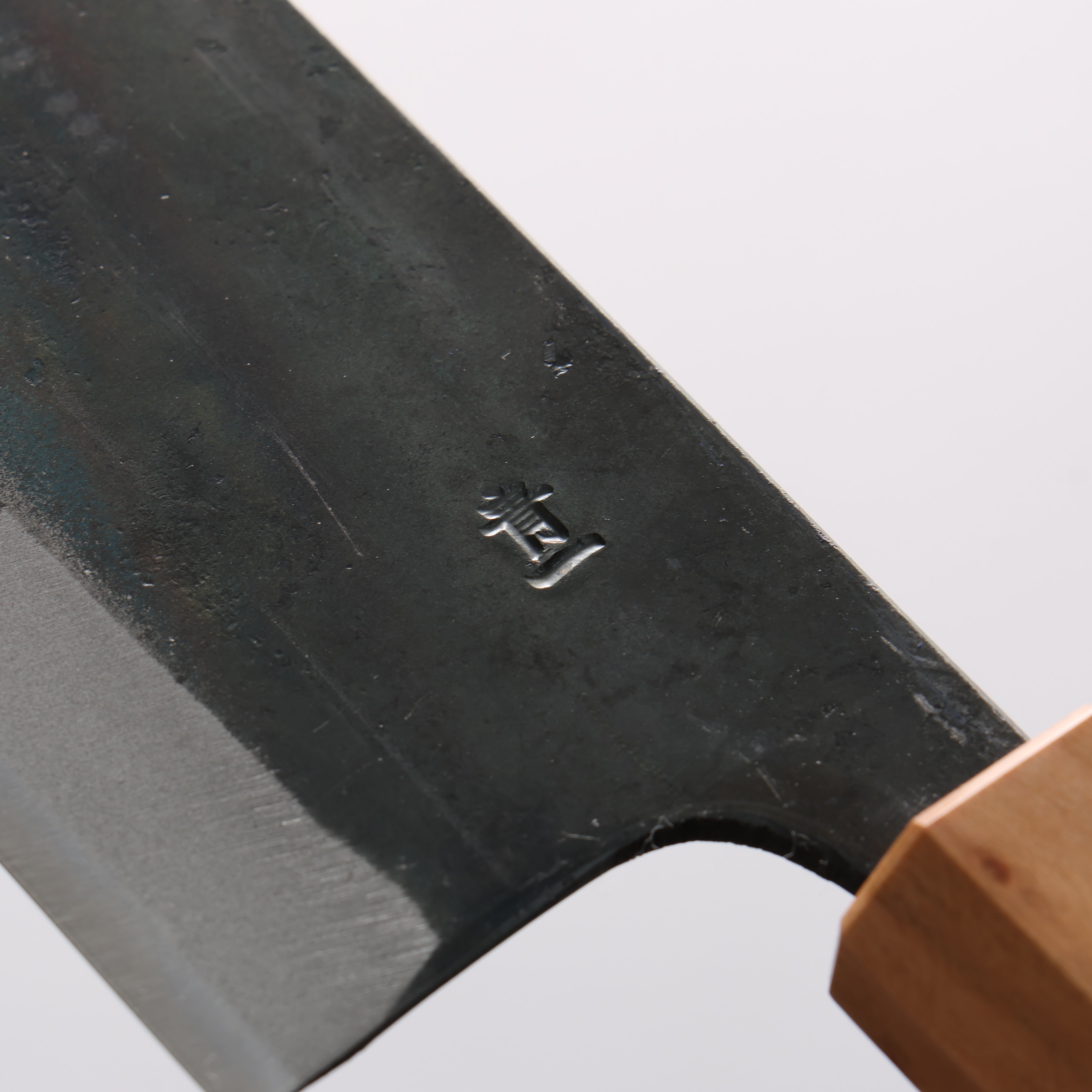 Seisuke Blue Steel No.1 Black Finished Nakiri 165mm Burnt Chestnut (ferrule: Cherry Wood) Handle - Japanny - Best Japanese Knife