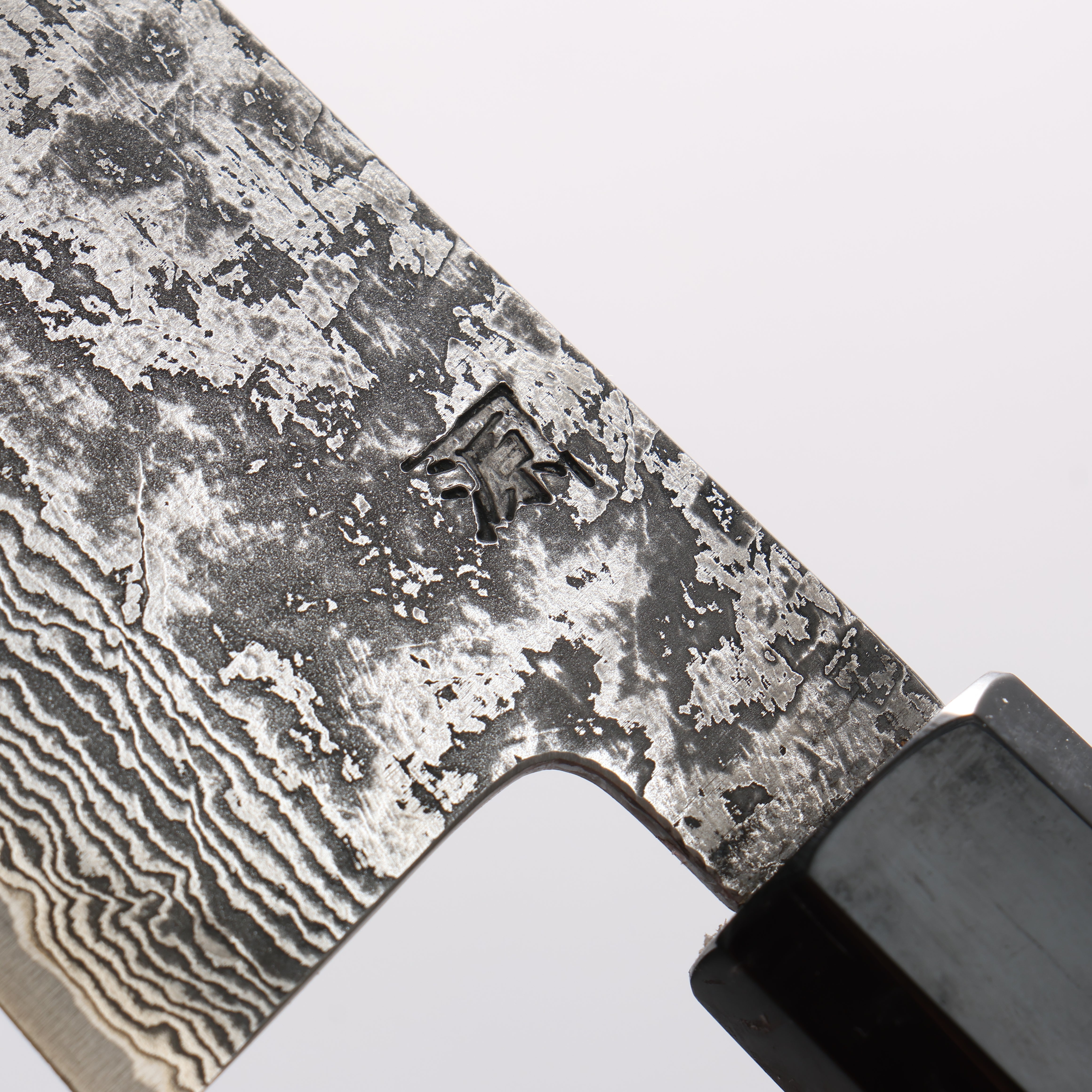 Shigeki Tanaka Habakiri SG2 Damascus Gyuto 180mm Ebony Wood Handle - Japanny - Best Japanese Knife