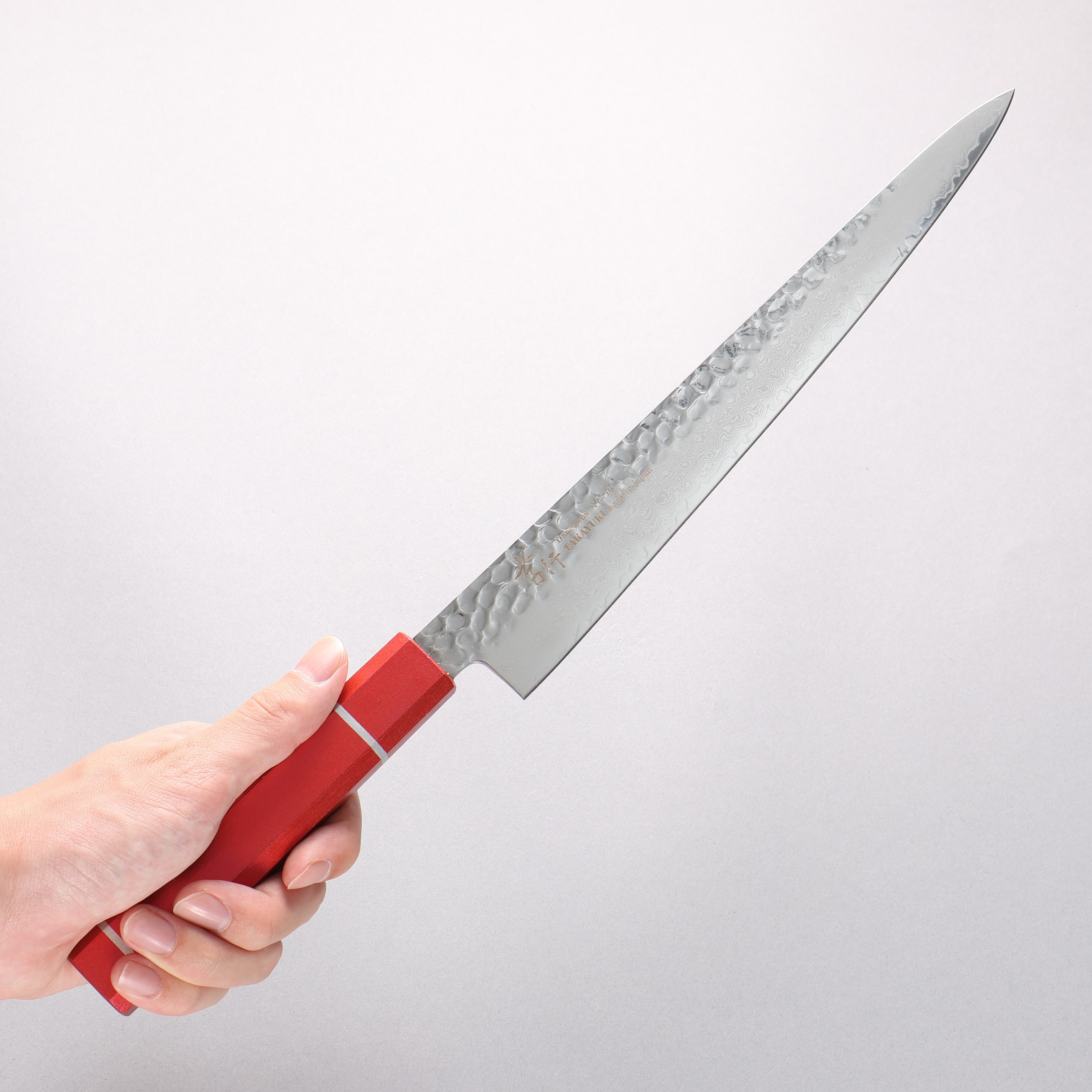 Sakai Takayuki VG10 33 Layer Damascus Sujihiki 240mm Live oak Lacquered (Kouseki) Handle - Japanny - Best Japanese Knife