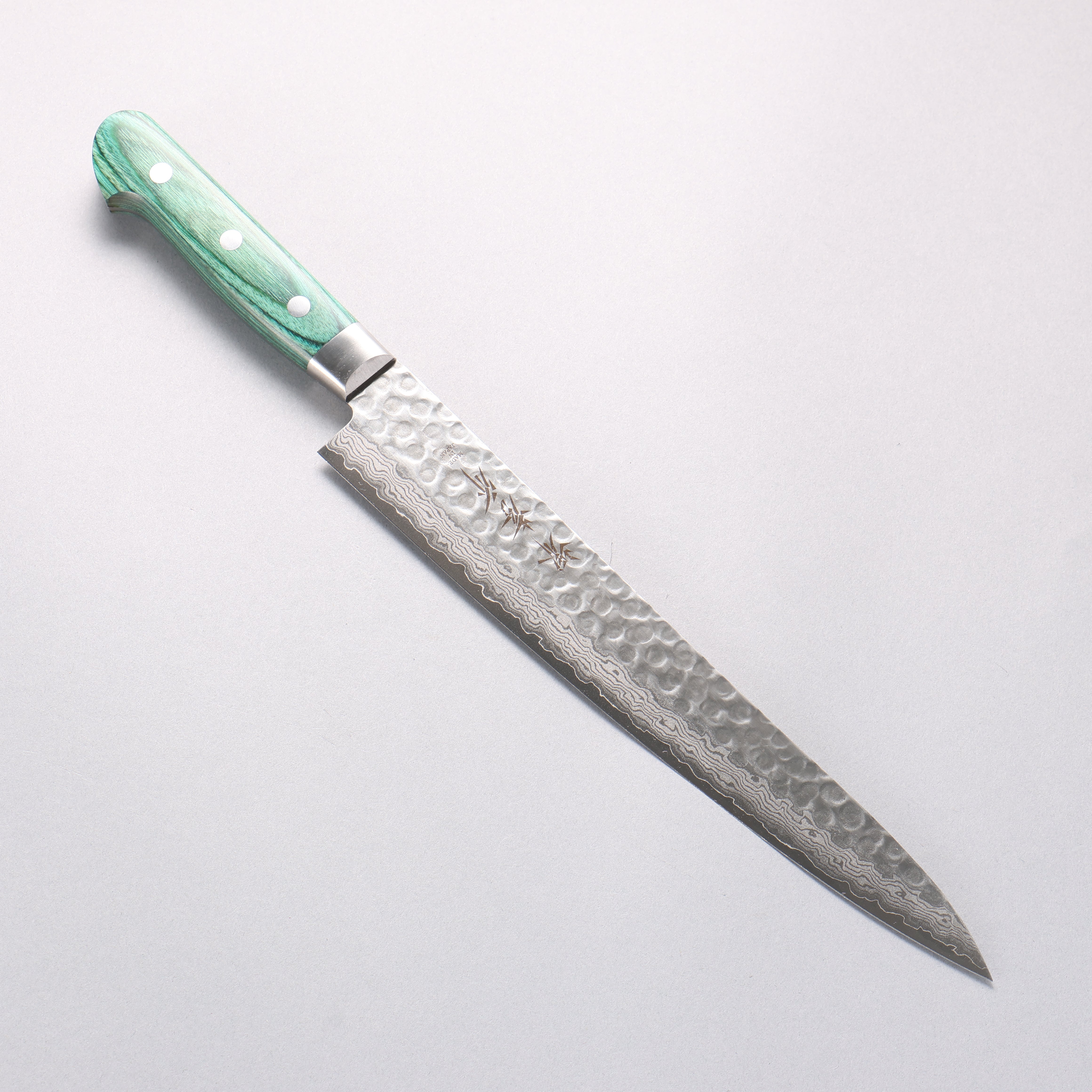 Sakai Takayuki VG10 17 Layer Damascus Sujihiki 240mm Green Pakka wood Handle - Japanny - Best Japanese Knife
