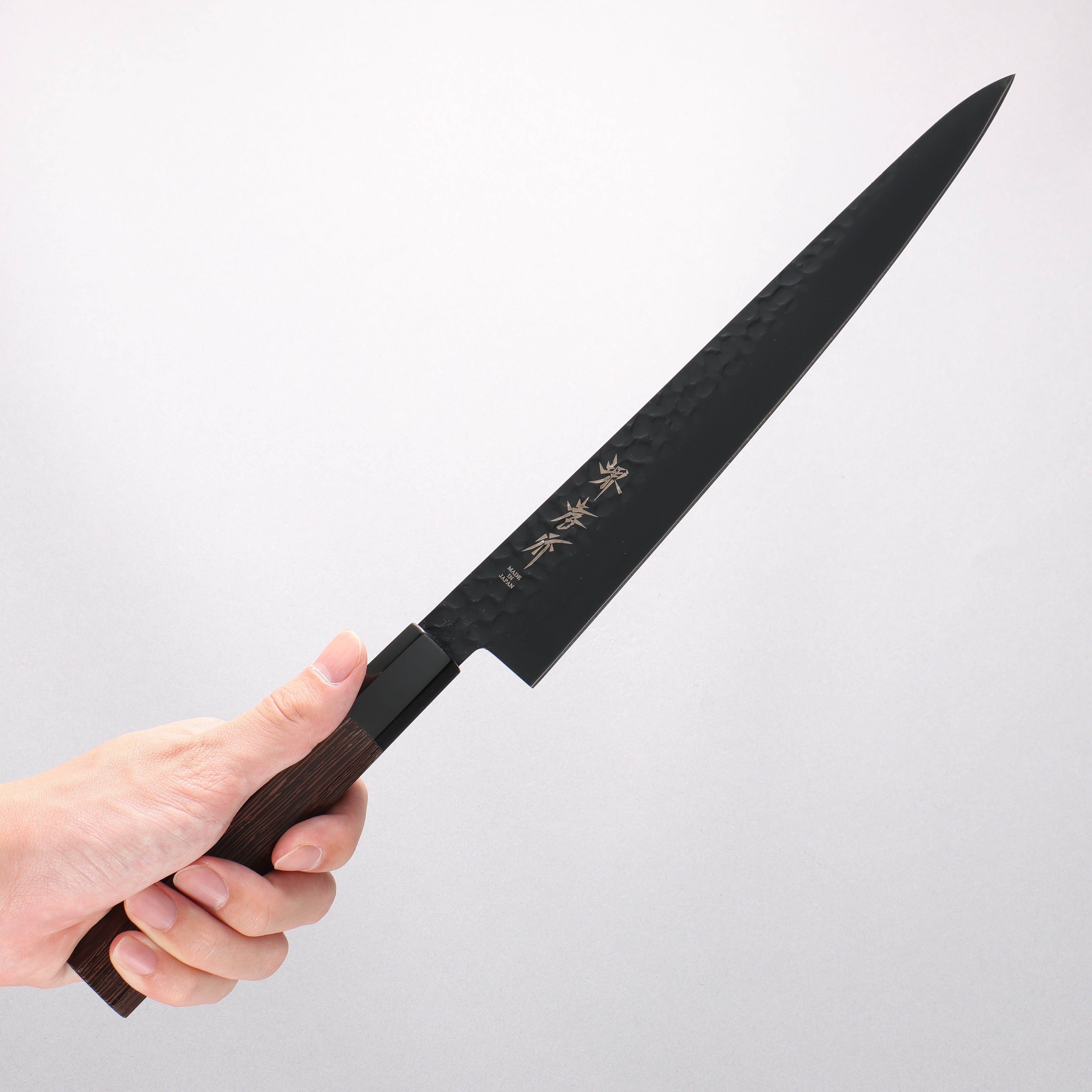 Sakai Takayuki Kurokage VG10 Hammered Teflon Coating Sujihiki 240mm Wenge Handle - Japanny - Best Japanese Knife