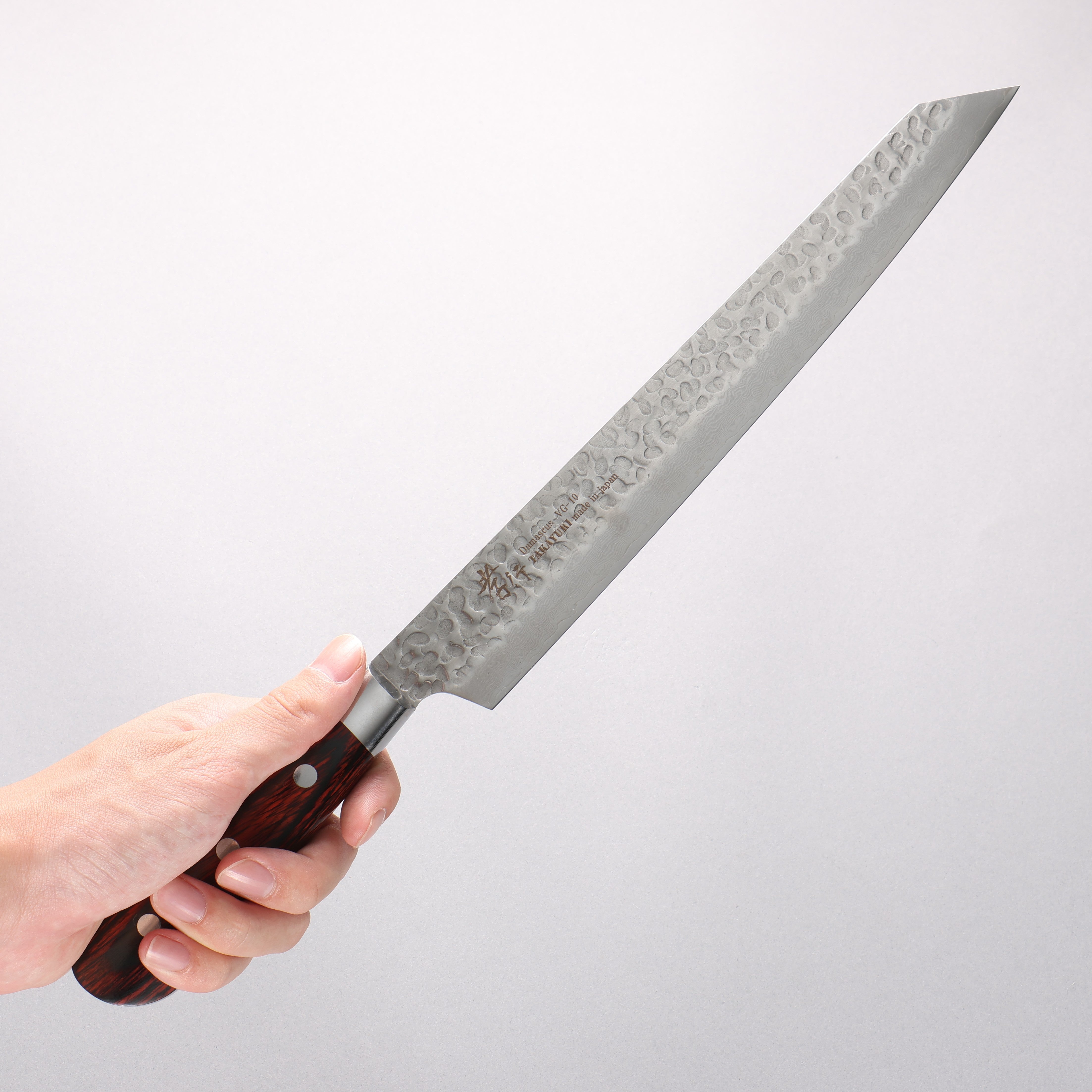 Sakai Takayuki VG10 33 Layer Damascus Kengata Yanagiba 270mm Mahogany Pakka wood Handle - Japanny - Best Japanese Knife
