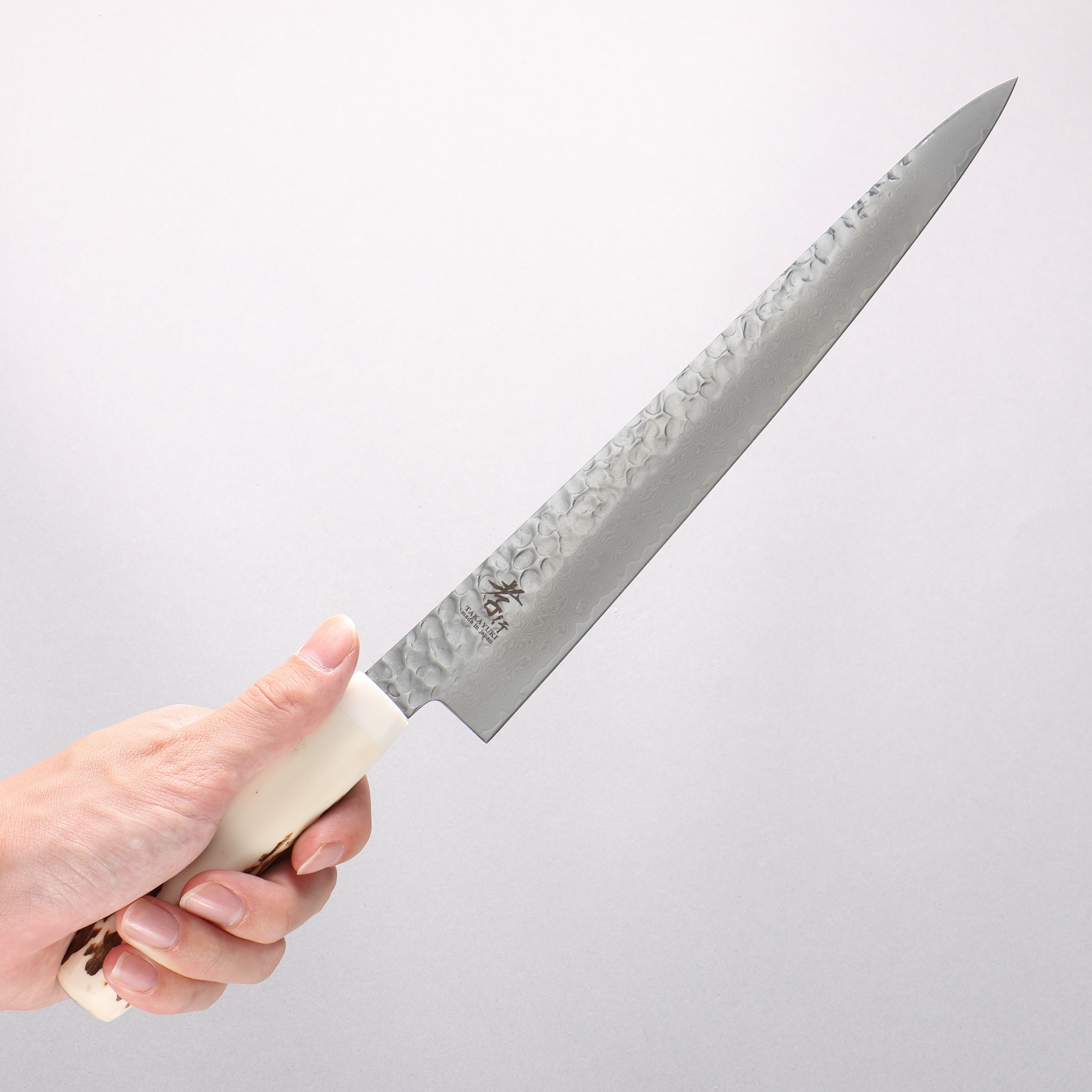 Sakai Takayuki VG10 33 Layer Damascus Sujihiki 240mm Cow Bone Handle with Sheath - Japanny - Best Japanese Knife