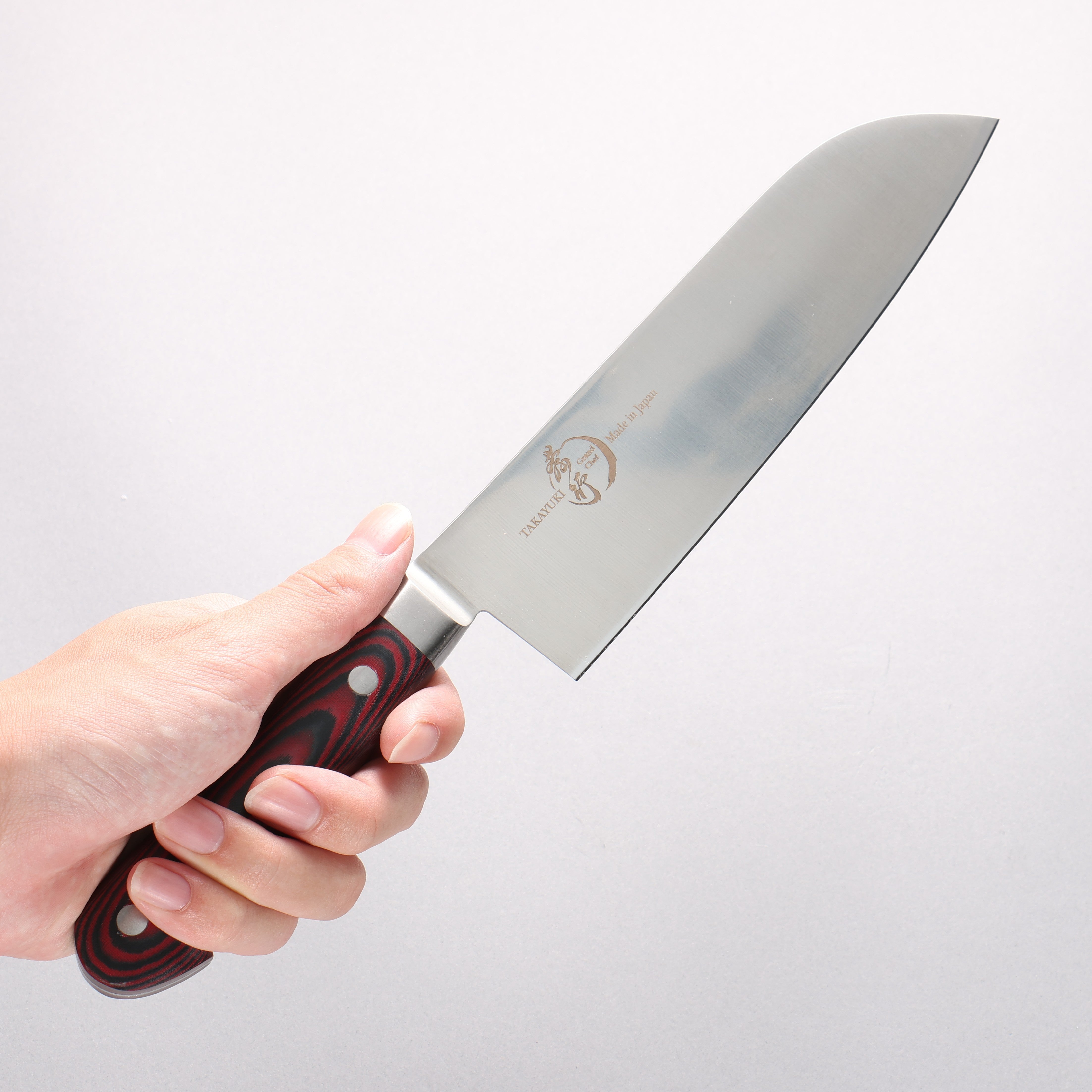 Sakai Takayuki Grand Chef Grand Chef Swedish Steel-stn Santoku 180mm Brown Micarta Handle - Japanny - Best Japanese Knife