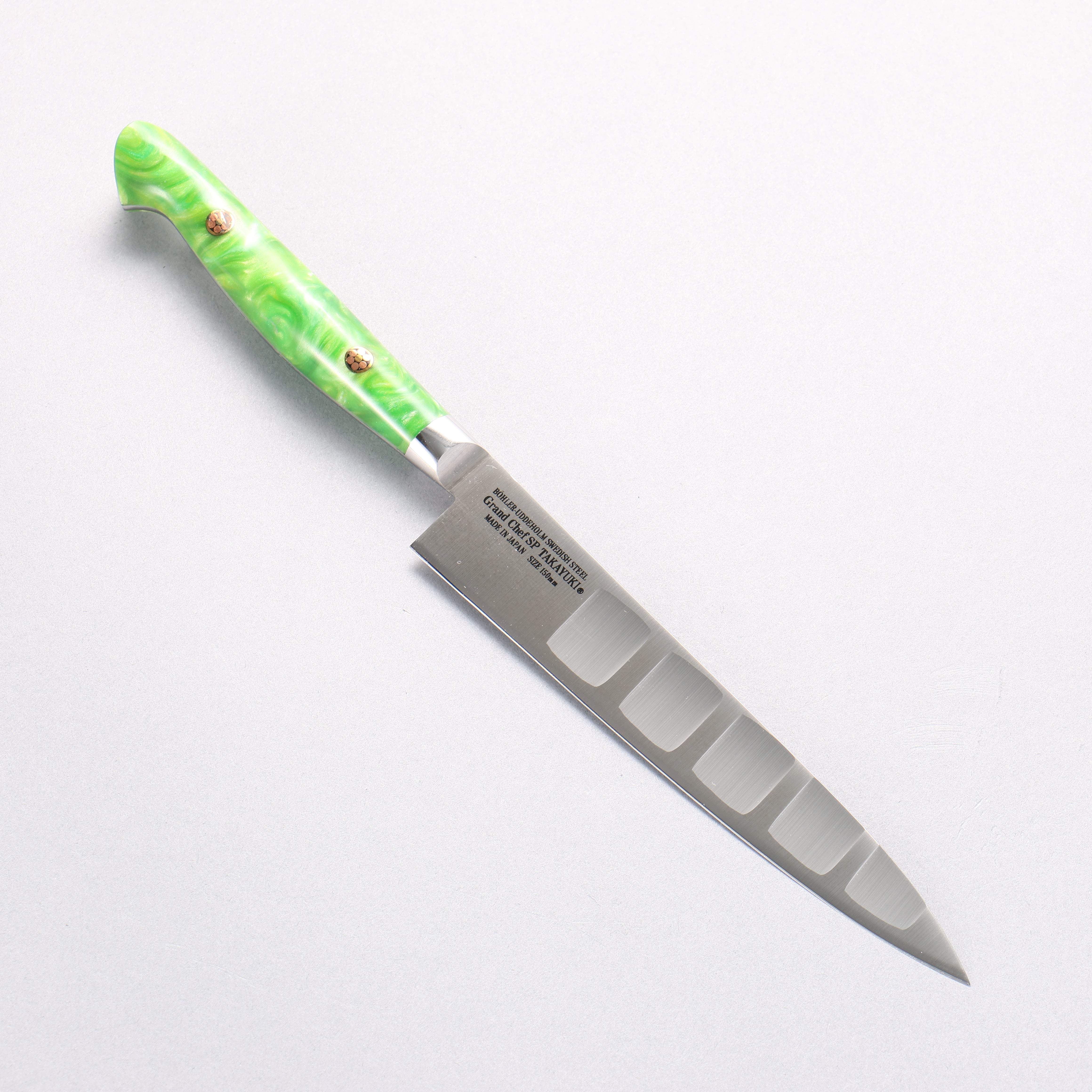 Sakai Takayuki Grand Chef SP Uddeholm Swedish stain-resistant steel Petty-Utility Salmon 150mm SP Type III (Jungle) Handle - Japanny - Best Japanese Knife