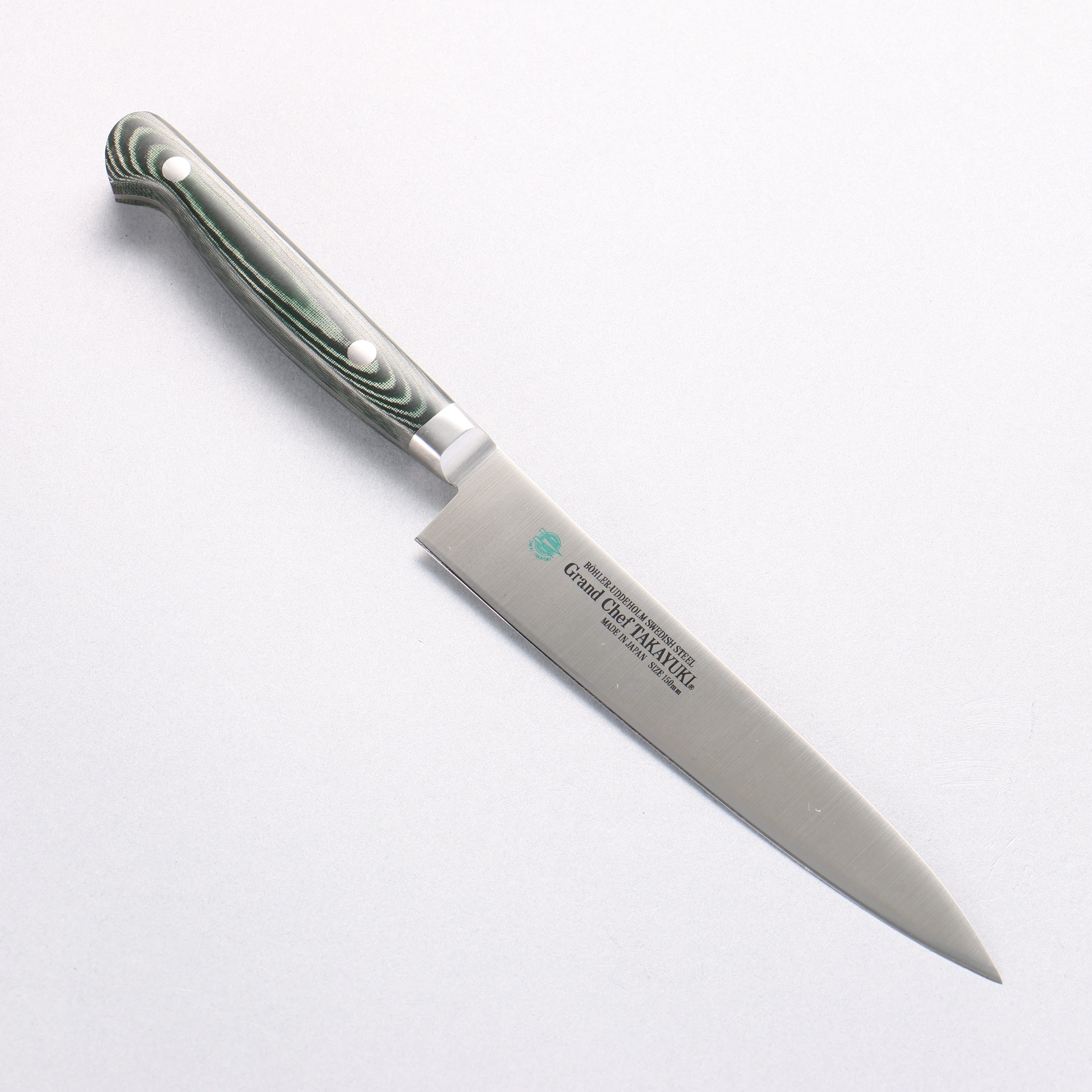 Sakai Takayuki Grand Chef Grand Chef Swedish Steel-stn Petty-Utility 150mm Green Micarta Handle - Japanny - Best Japanese Knife