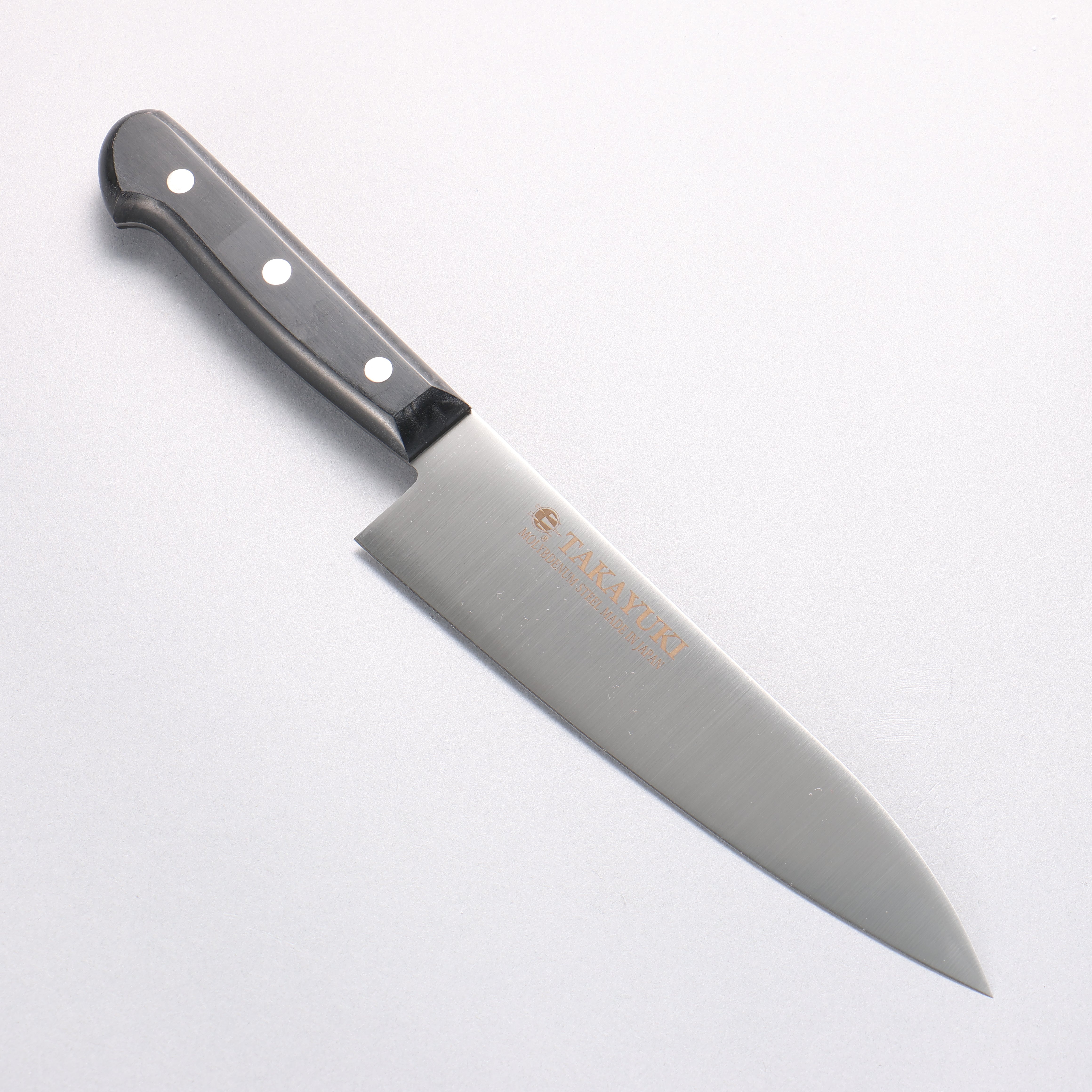 Sakai Takayuki Molybdenum Migaki Finished Gyuto 180mm Black PC(Plastic) Handle - Japanny - Best Japanese Knife