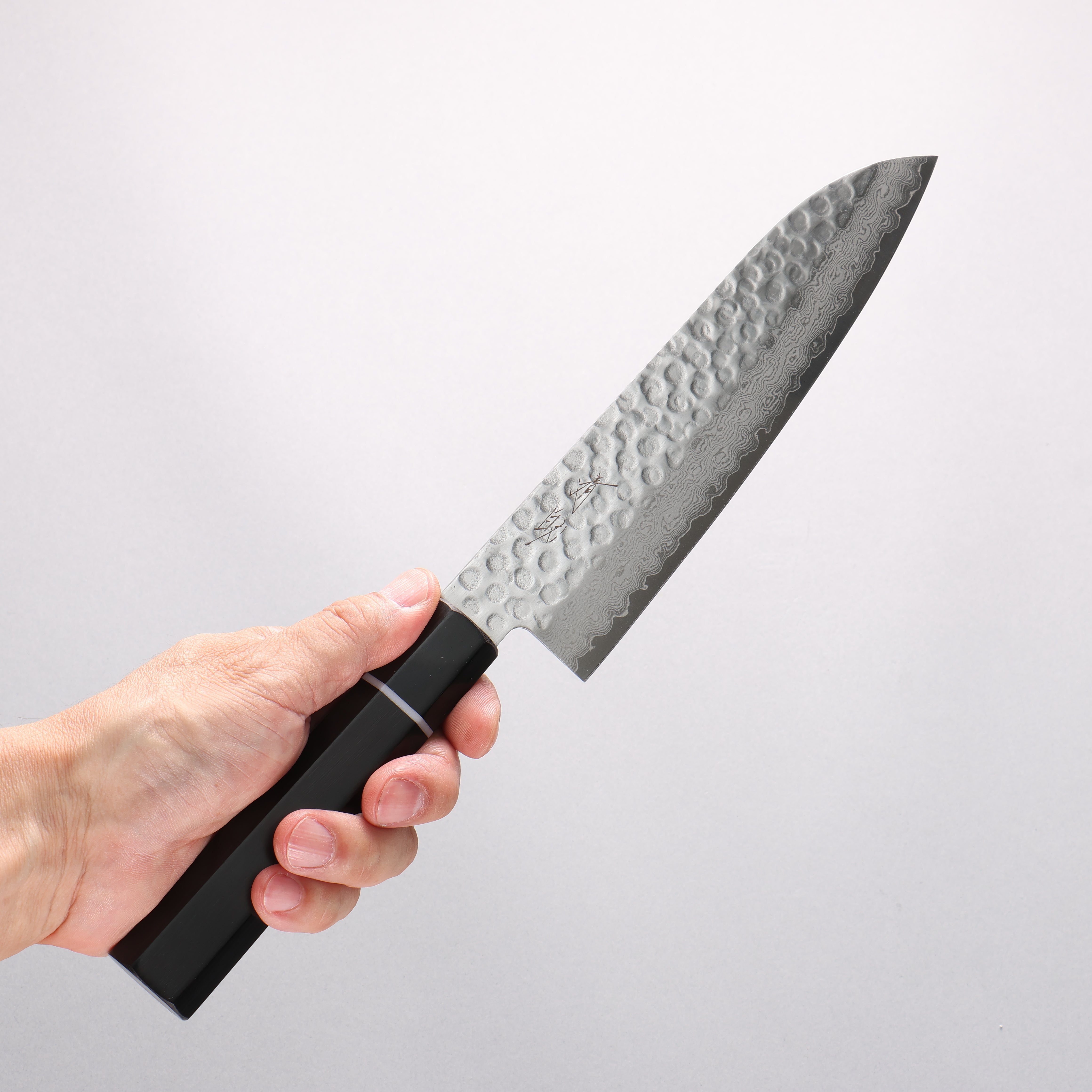 Seisuke VG10 Hammered Damascus Santoku 180mm Black Pakka wood Handle - Japanny - Best Japanese Knife