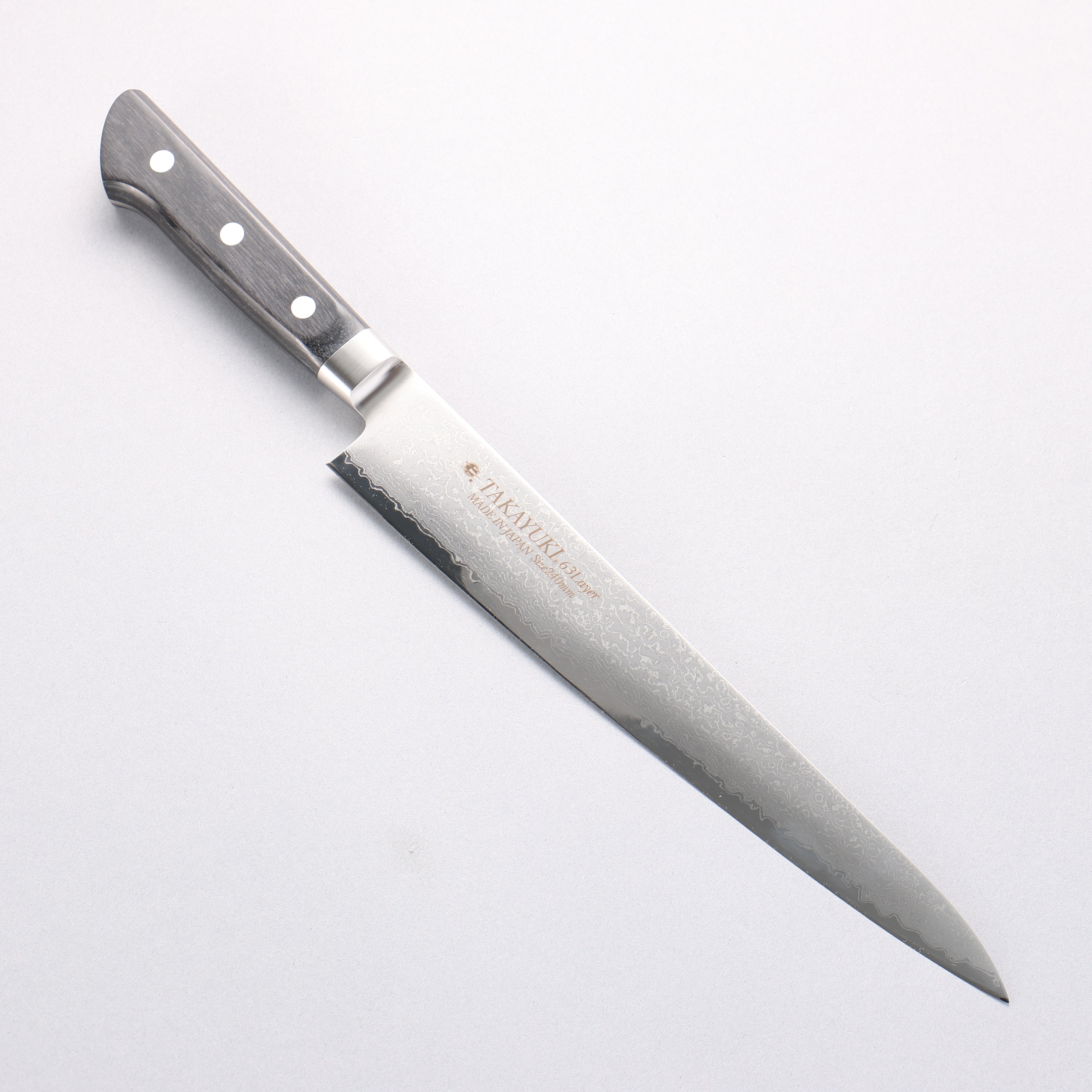Sakai Takayuki Molybdenum 63 Layer Damascus Sujihiki 240mm - Japanny - Best Japanese Knife