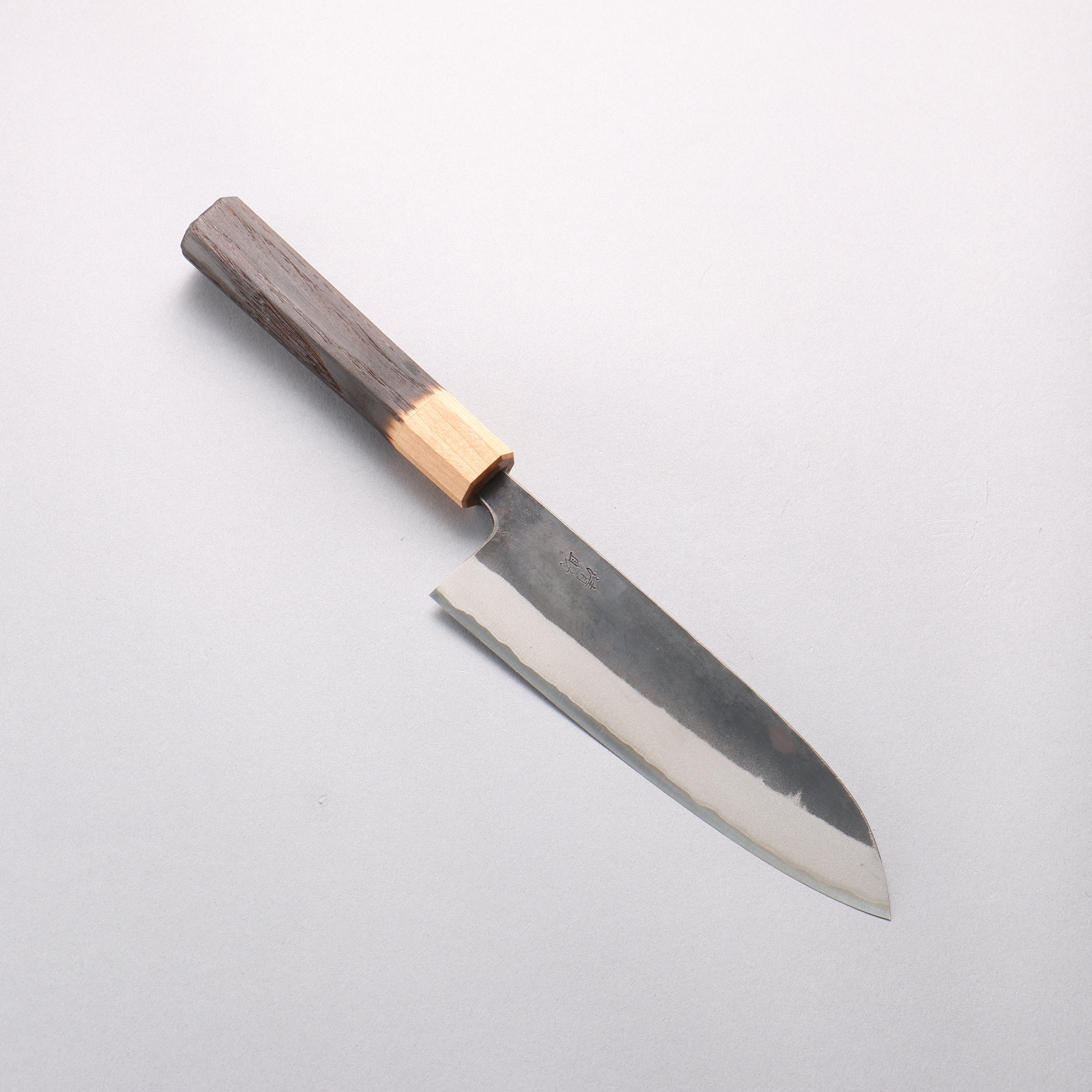 Seisuke Blue Steel No.2 Black Finished Santoku 170mm Burnt Chestnut (ferrule: Cherry Wood) Handle - Japanny - Best Japanese Knife