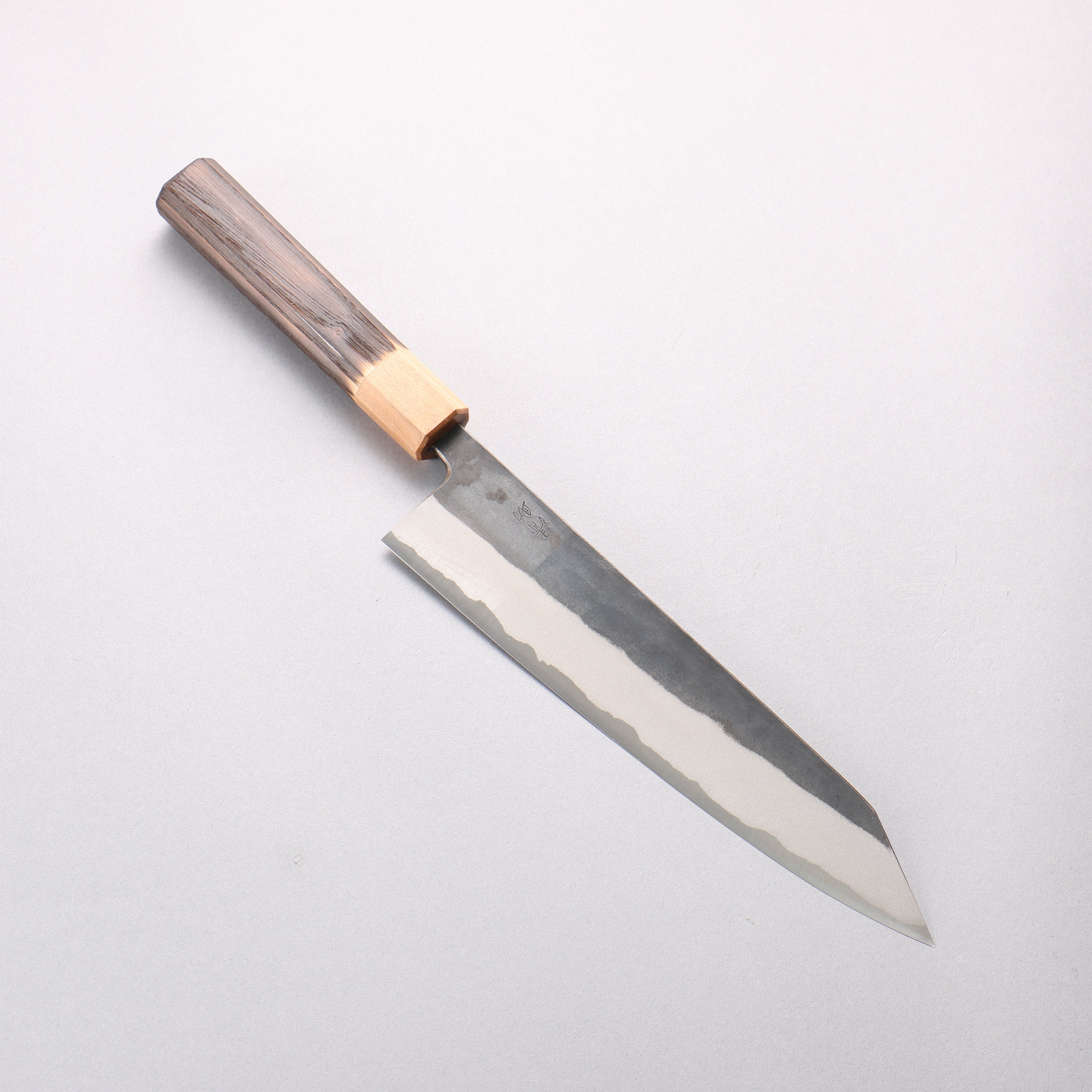 Seisuke Blue Steel No.2 Black Finished Kiritsuke Gyuto 210mm Burnt Chestnut (ferrule: Cherry Wood) Handle - Japanny - Best Japanese Knife